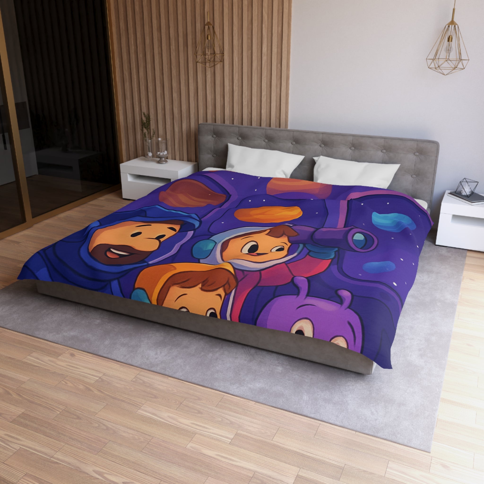 Housse de Couette Microfibre Motif Créatif Original Style Contemporain Chambre Élégante