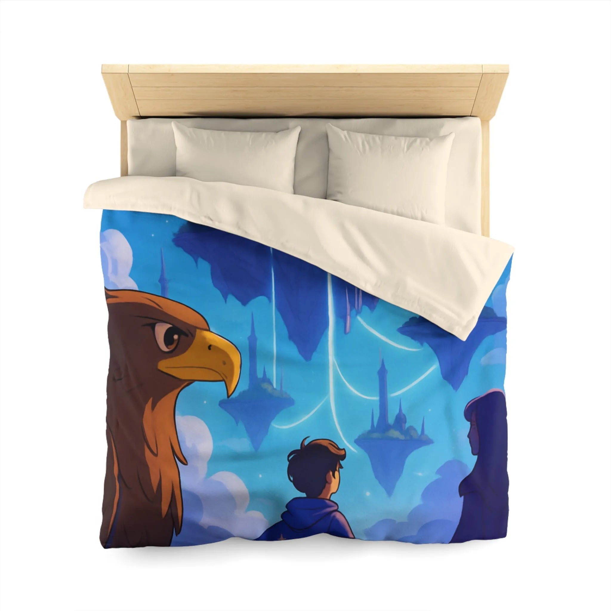 Épopée magique avec château flottant, ciel étoilé et créatures fabuleuses enchante une pièce