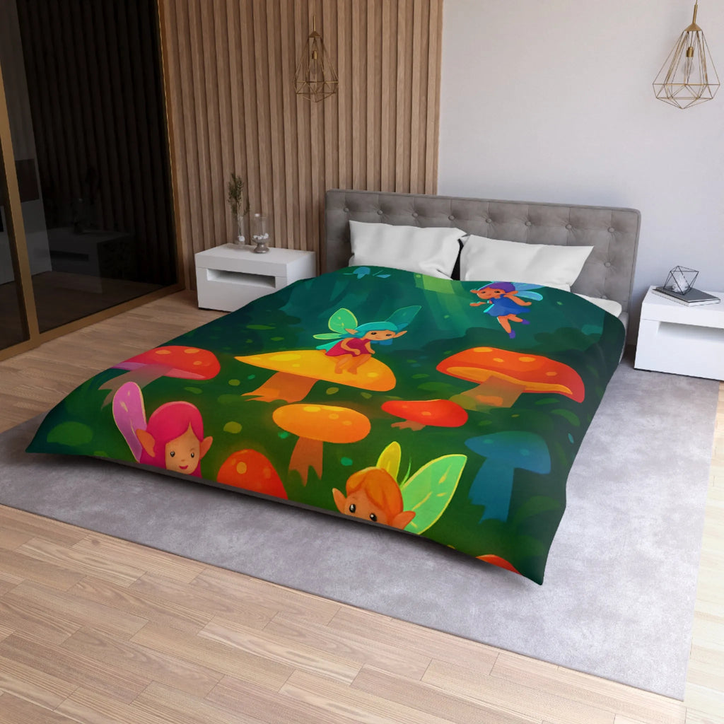 Enchantez Votre Chambre avec Housse de Couette Fées Colorées et Champignons Magiques