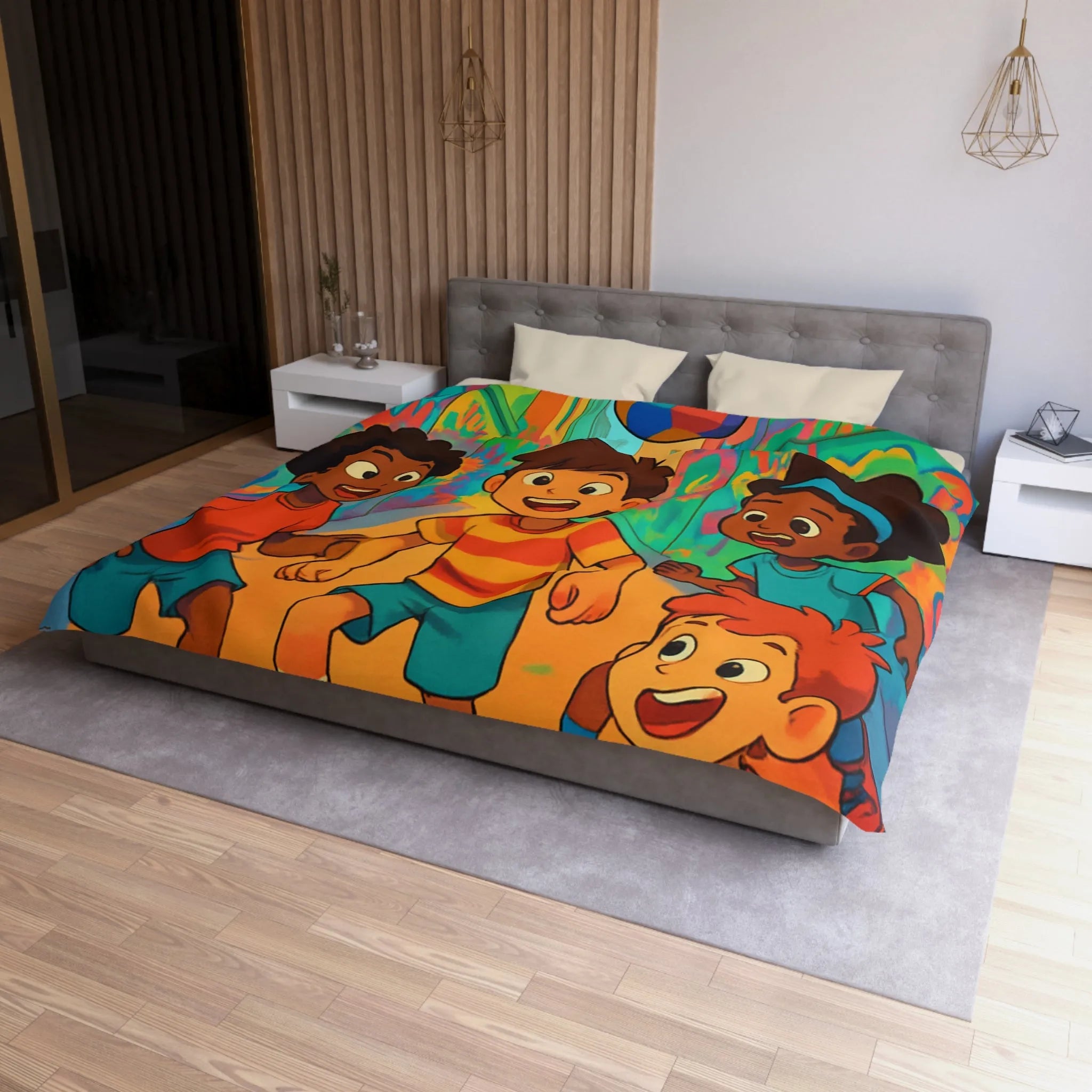 Housse de Couette Microfibre Art Graphique Contemporain Style Décoratif Chambre Tendance