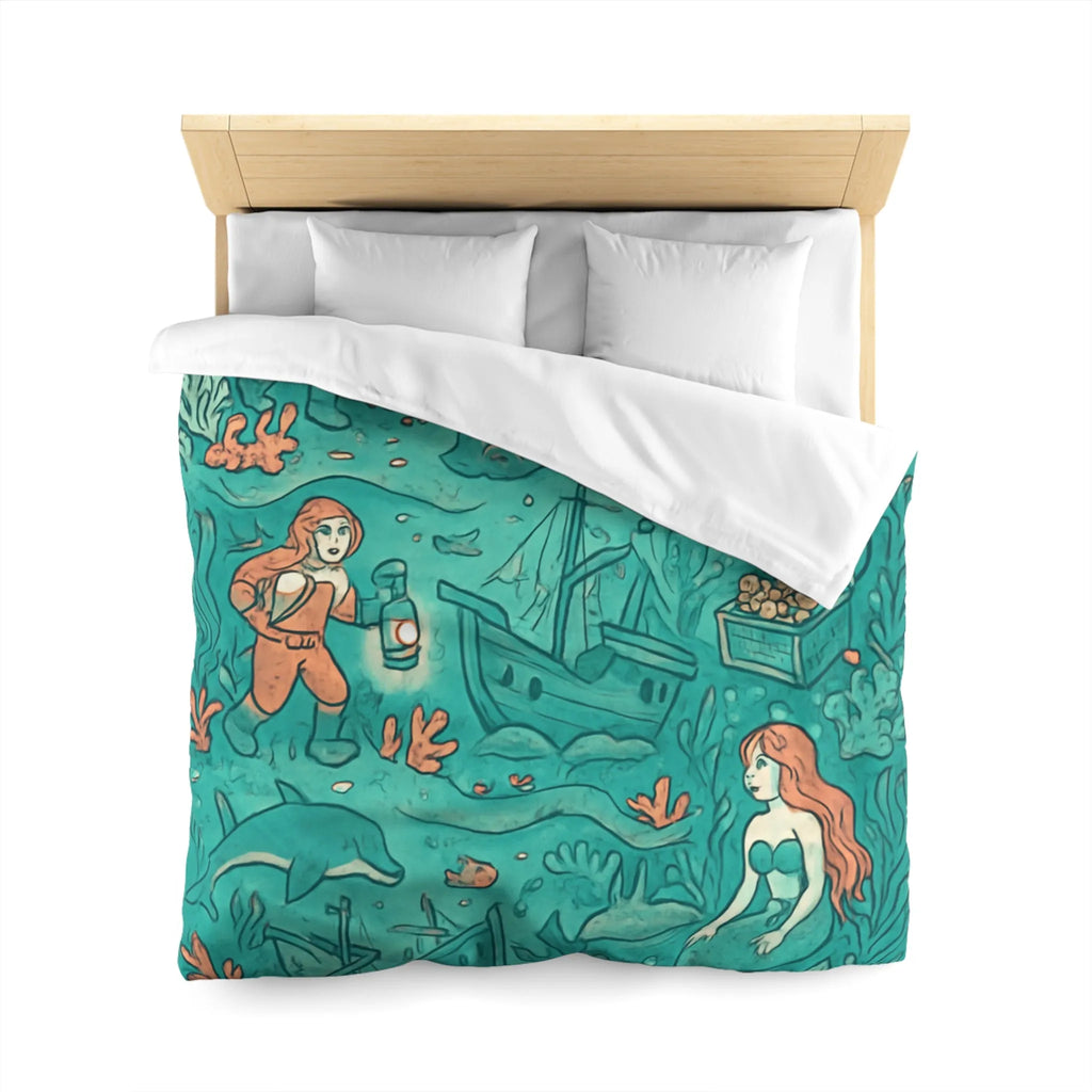 Dreamy Mermaid Enchantment: Diver's Exploration of Underwater World Bedding Delight for Kids