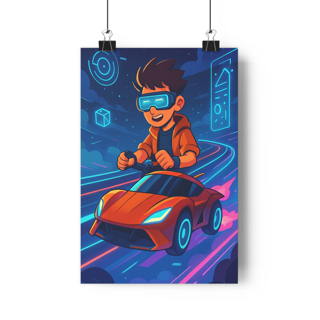 Poster décoratif futuriste rouge bleu dessin animé chambre bureau dynamique cyberpunk moderne tendance pilote