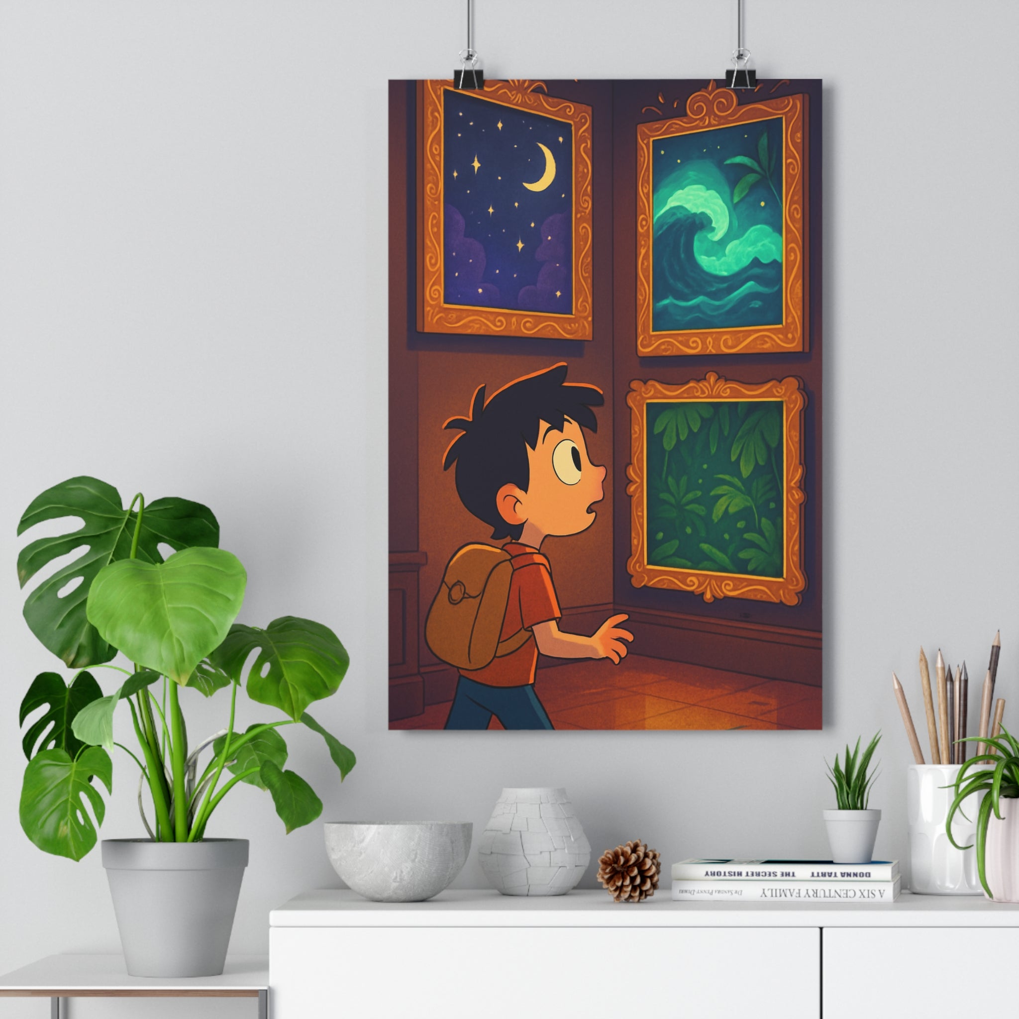 Poster décoratif enchanté cartoon magique coloré vibrant mystique chambre enfant salon atmosphère captivante 30x46