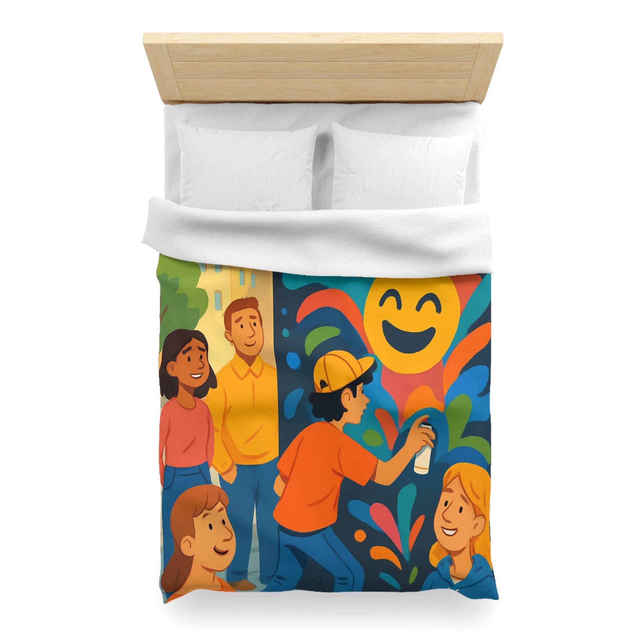 Housse de Couette Microfibre Design Artistique Moderne Décoration Chambre Confort Premium