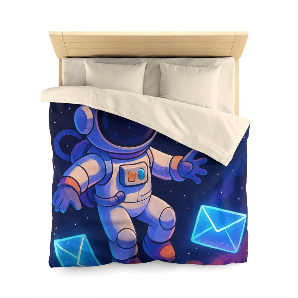 Housse de Couette Astronaute Flottant dans l'Espace avec Enveloppes et Planète Colorée