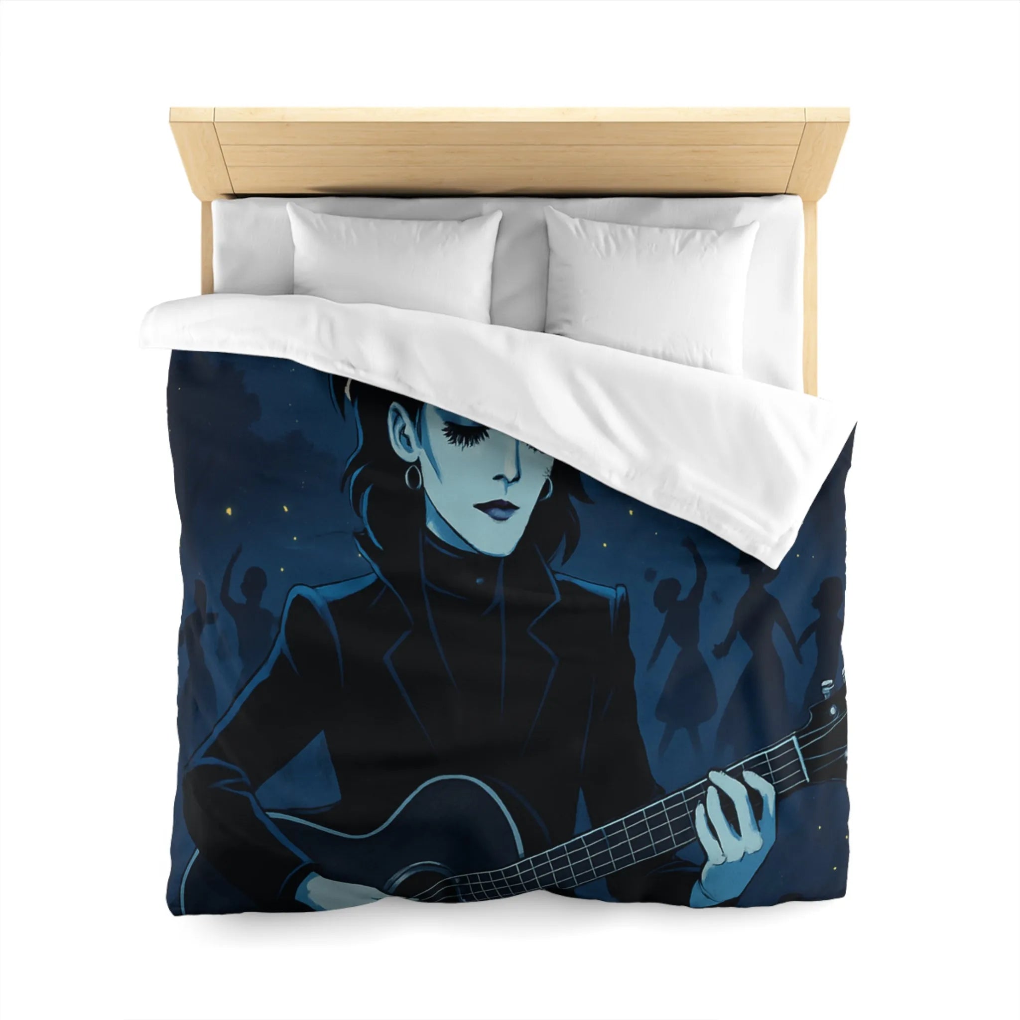 Housse de Couette Gothique avec Musicien à la Guitare Devant Pleine Lune Mystique