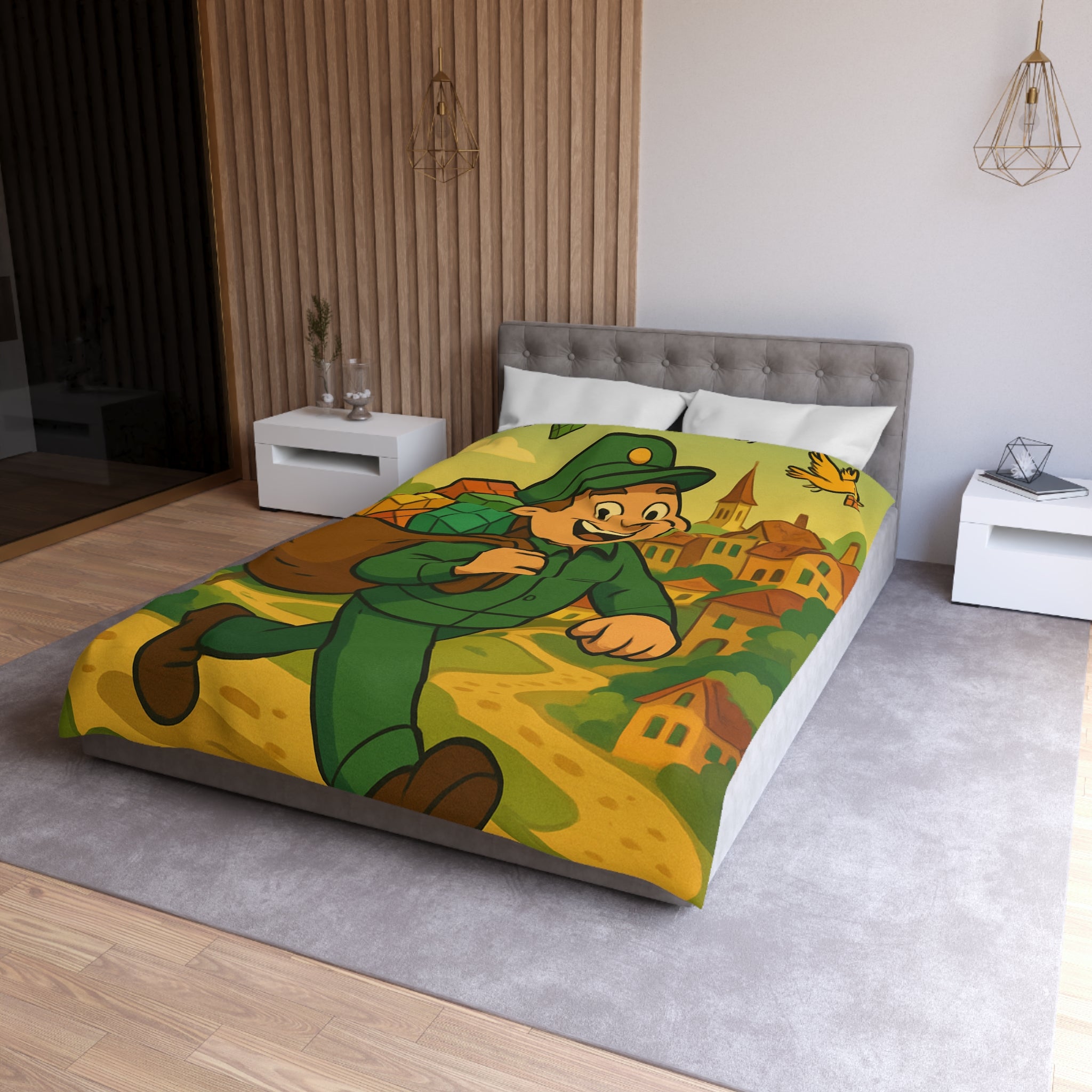 Housse de Couette Microfibre Motif Créatif Original Style Contemporain Chambre Élégante