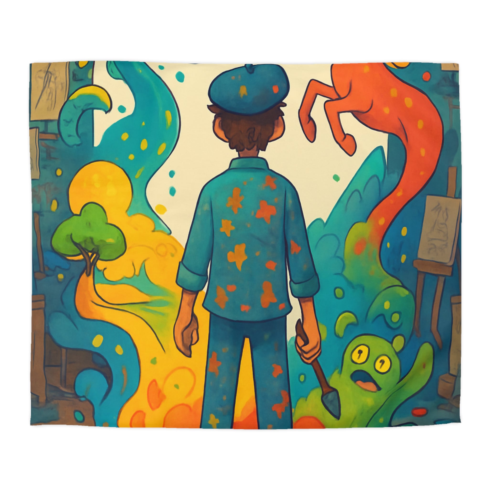 Housse de Couette Microfibre Motif Créatif Original Style Contemporain Chambre Élégante