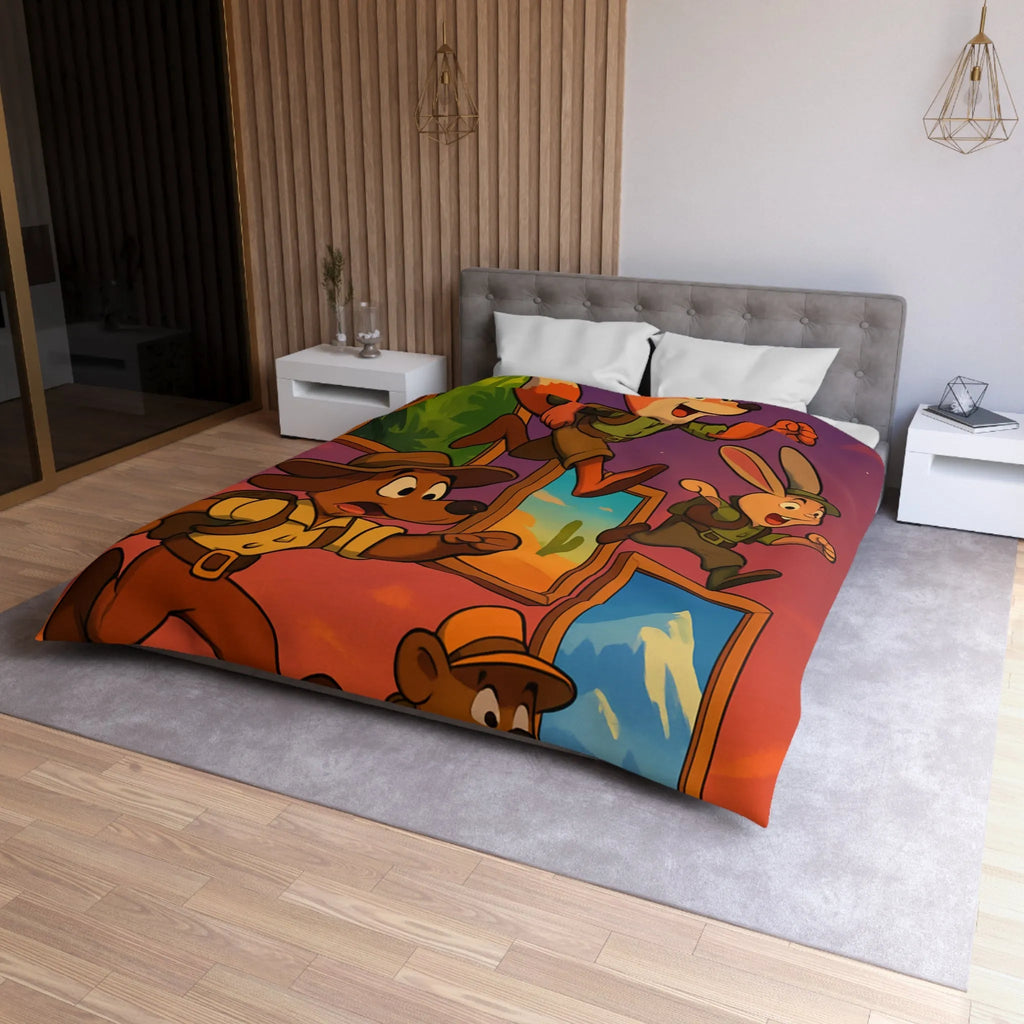 Housse de Couette Microfibre Art Graphique Contemporain Style Décoratif Chambre Tendance