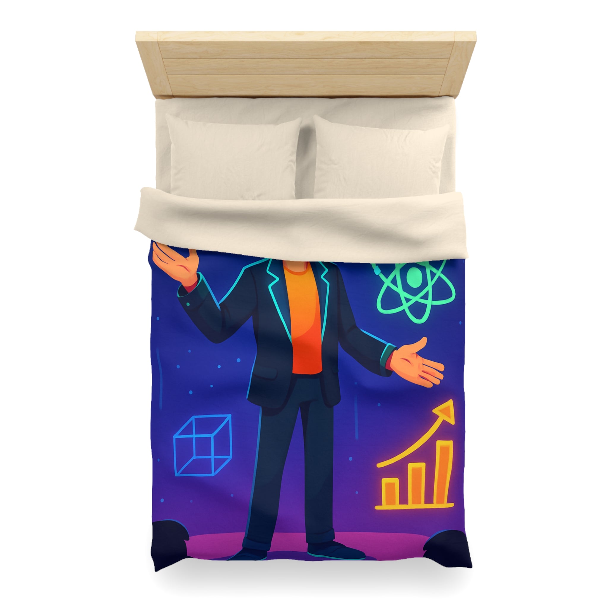 Housse de Couette Microfibre Motif Créatif Original Style Contemporain Chambre Élégante