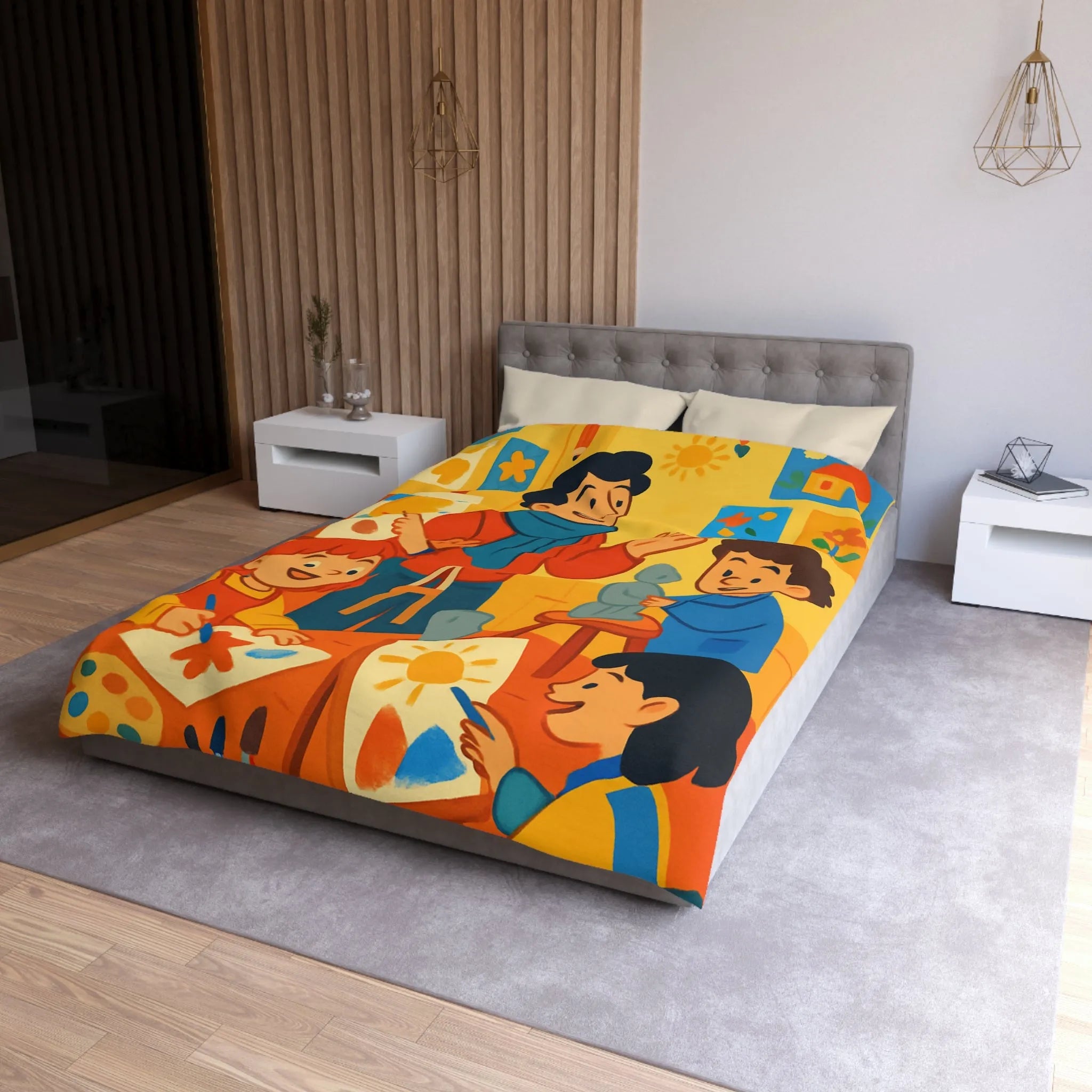 Enchantez votre chambre avec une housse de couette colorée pour enfants sur le thème artistique