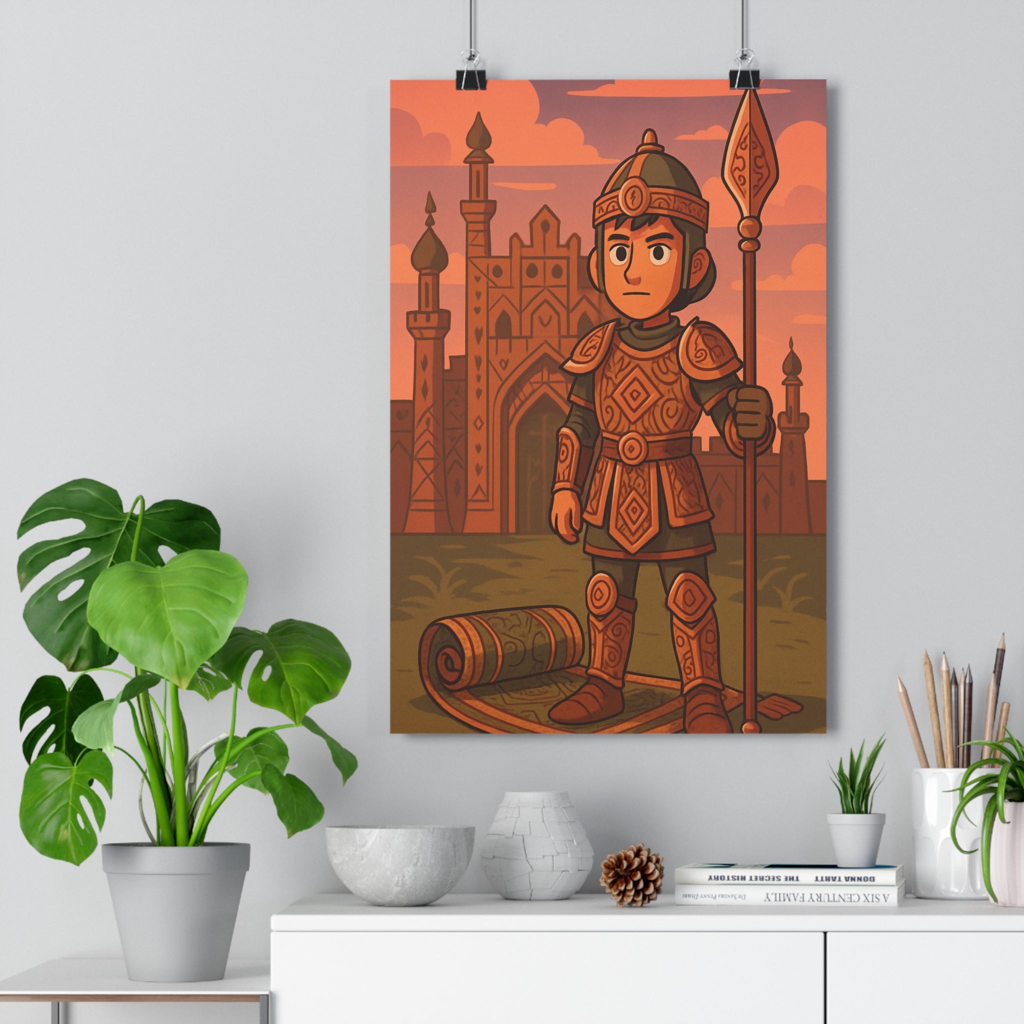 Poster décoratif épique mystique cartoon brun orange salon bureau fantastique médiéval aventure 30x46 cm