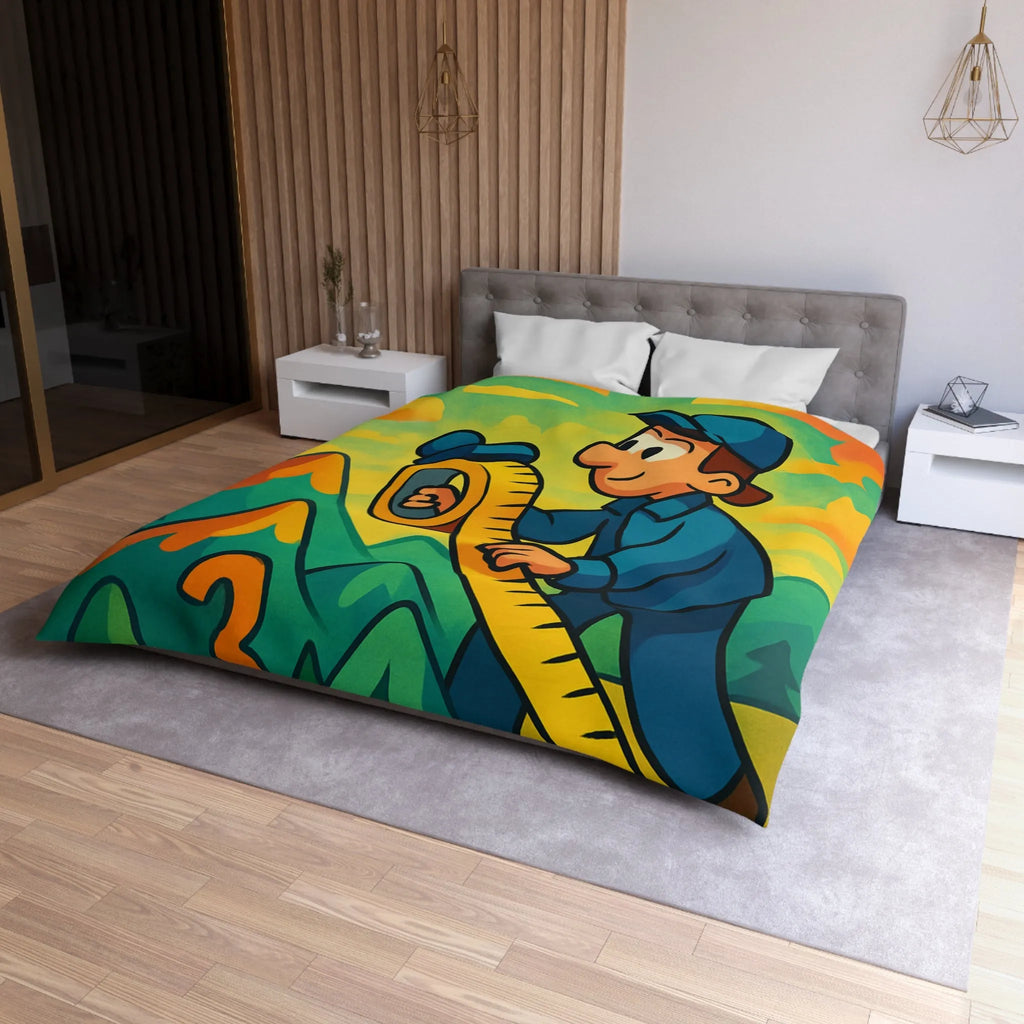 Housse de couette colorée pour enfants avec paysage ludique et motifs géométriques