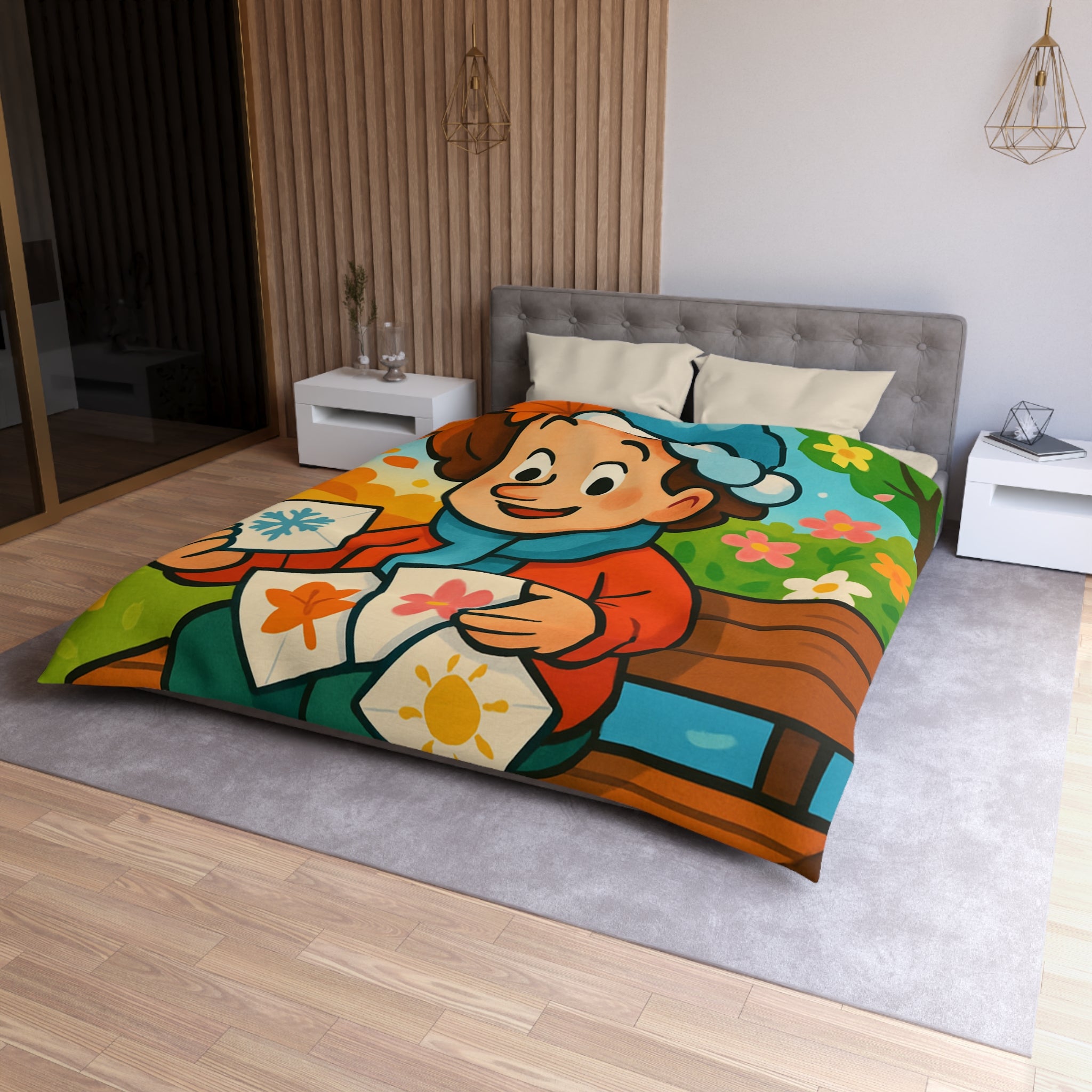 Housse de Couette Microfibre Illustration Unique Design Moderne Décoration Intérieure Raffinée