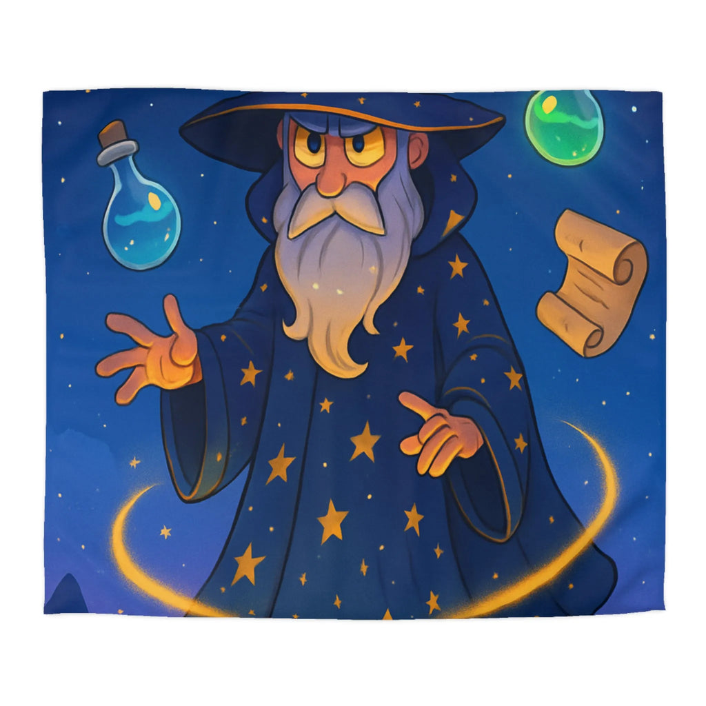 Housse de Couette Magicien Étoilé avec Parchemins Enchantés et Fioles Lumineuses