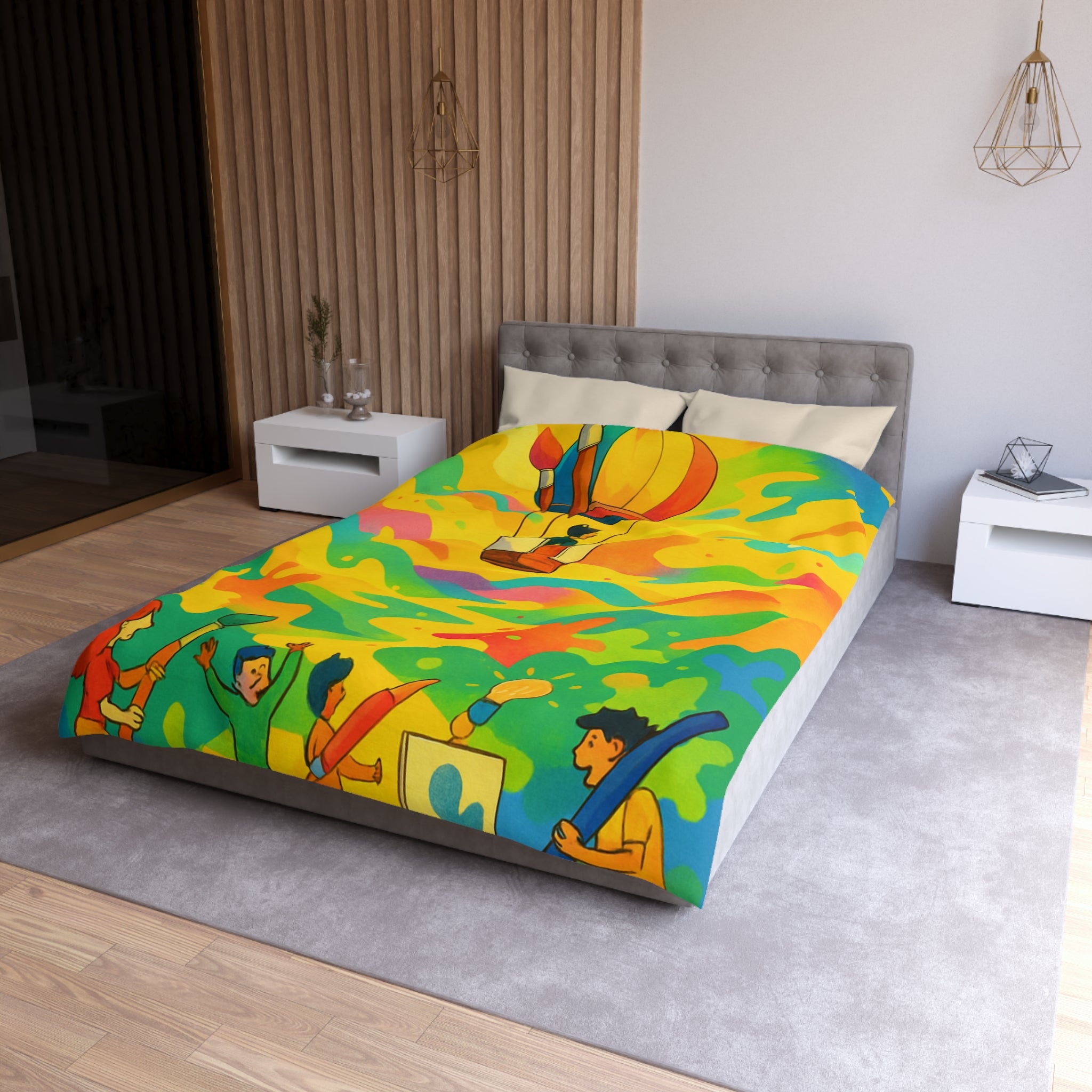 Housse de Couette Microfibre Design Artistique Moderne Décoration Chambre Confort Premium