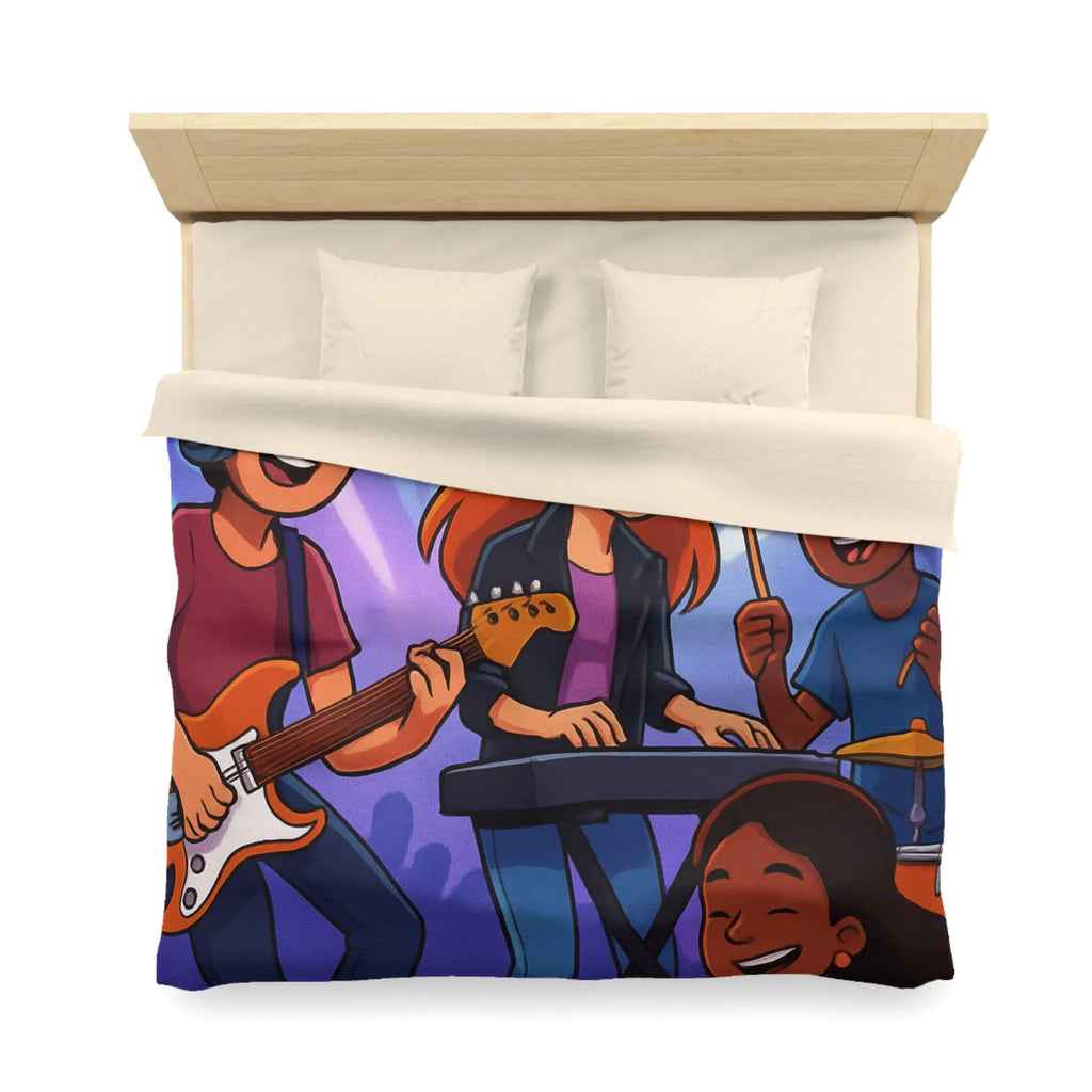 Ensemble musical animé pour housse de couette colorée et dynamique pour jeunes musiciens