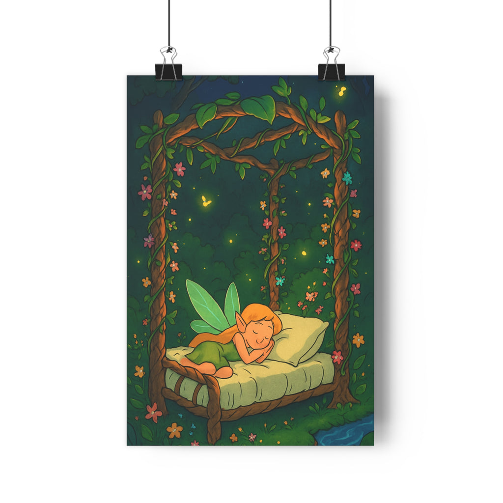 Poster décoratif enchanté vert doré féerique magique forêt chambre nature paisible mystérieux floral lumineux