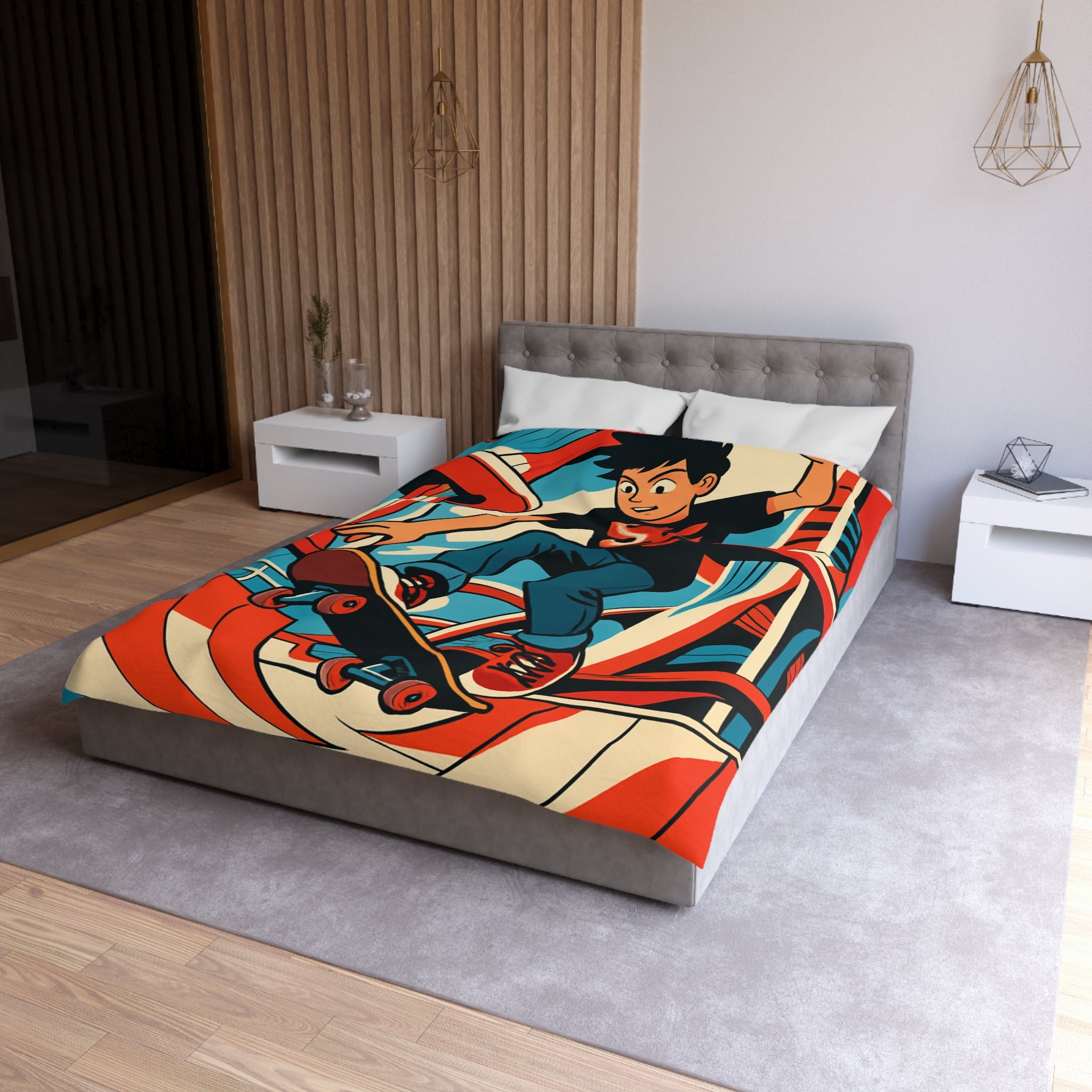 Housse de Couette Microfibre Motif Créatif Original Style Contemporain Chambre Élégante