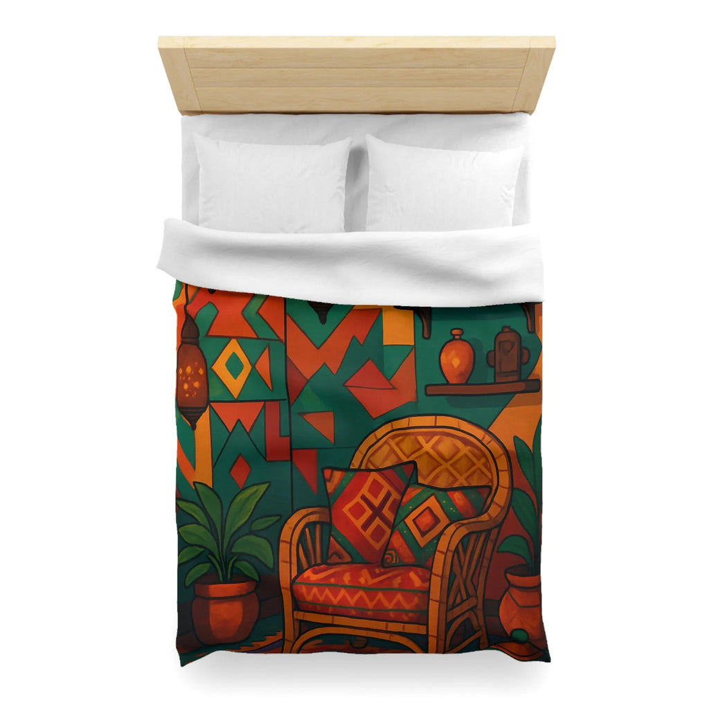 Housse de couette bohème chic aux motifs géométriques vibrants pour ambiance ethnique colorée