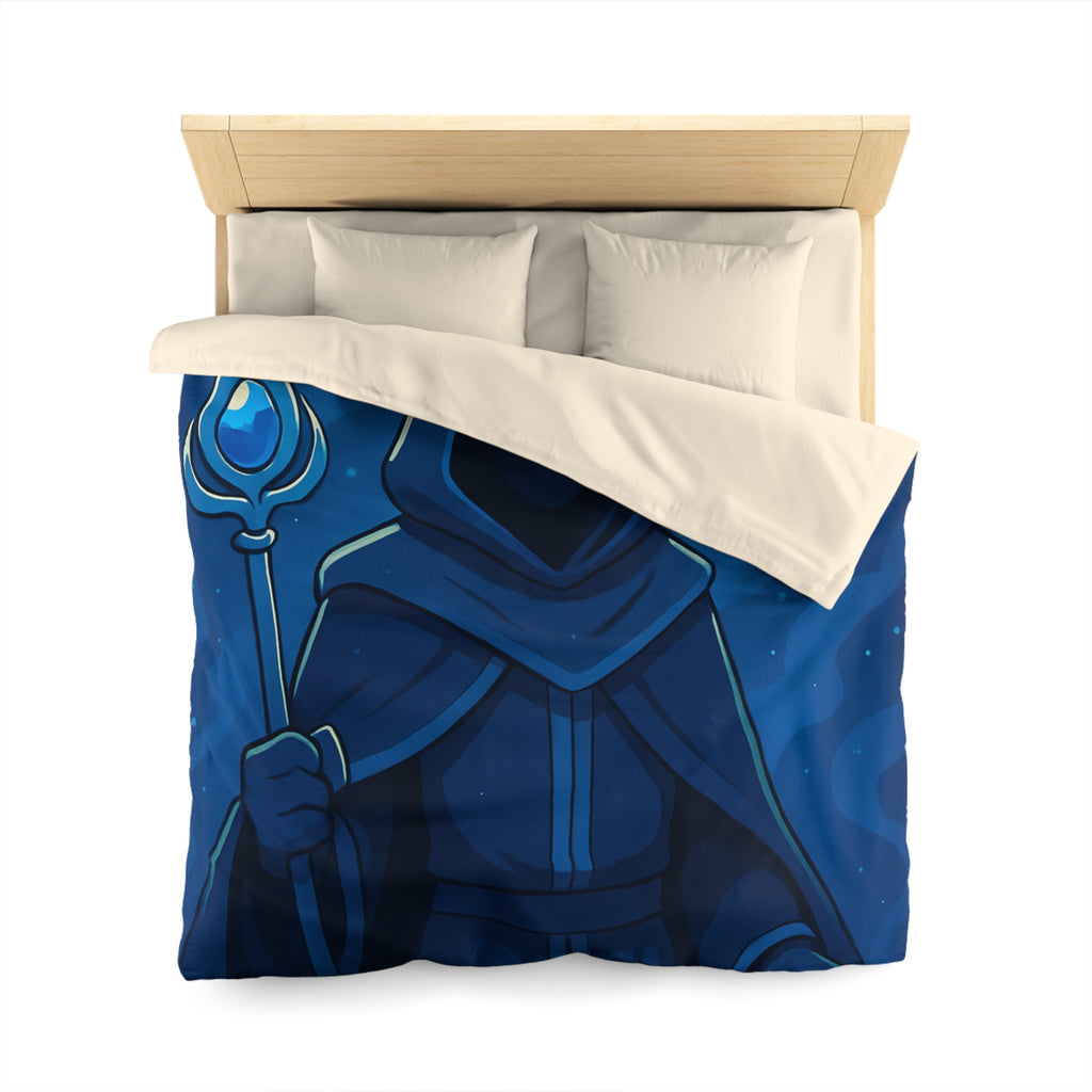 Housse de couette mystique avec sorcier et paysages fantastiques pour chambre à thème magique