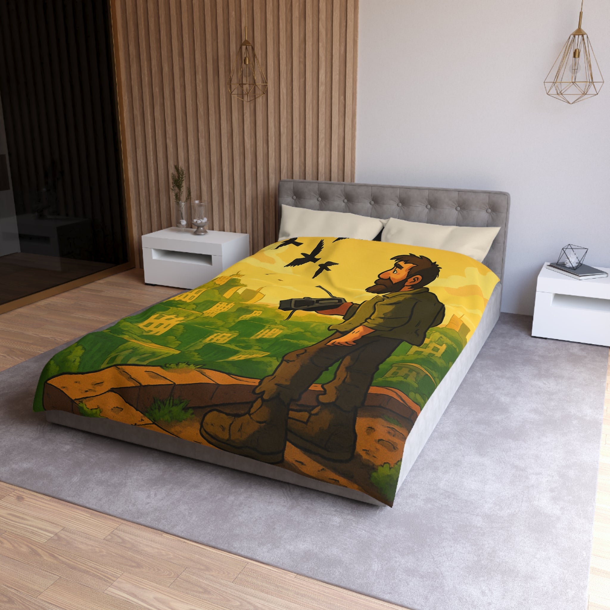 Housse de Couette Microfibre Illustration Unique Design Moderne Décoration Intérieure Raffinée