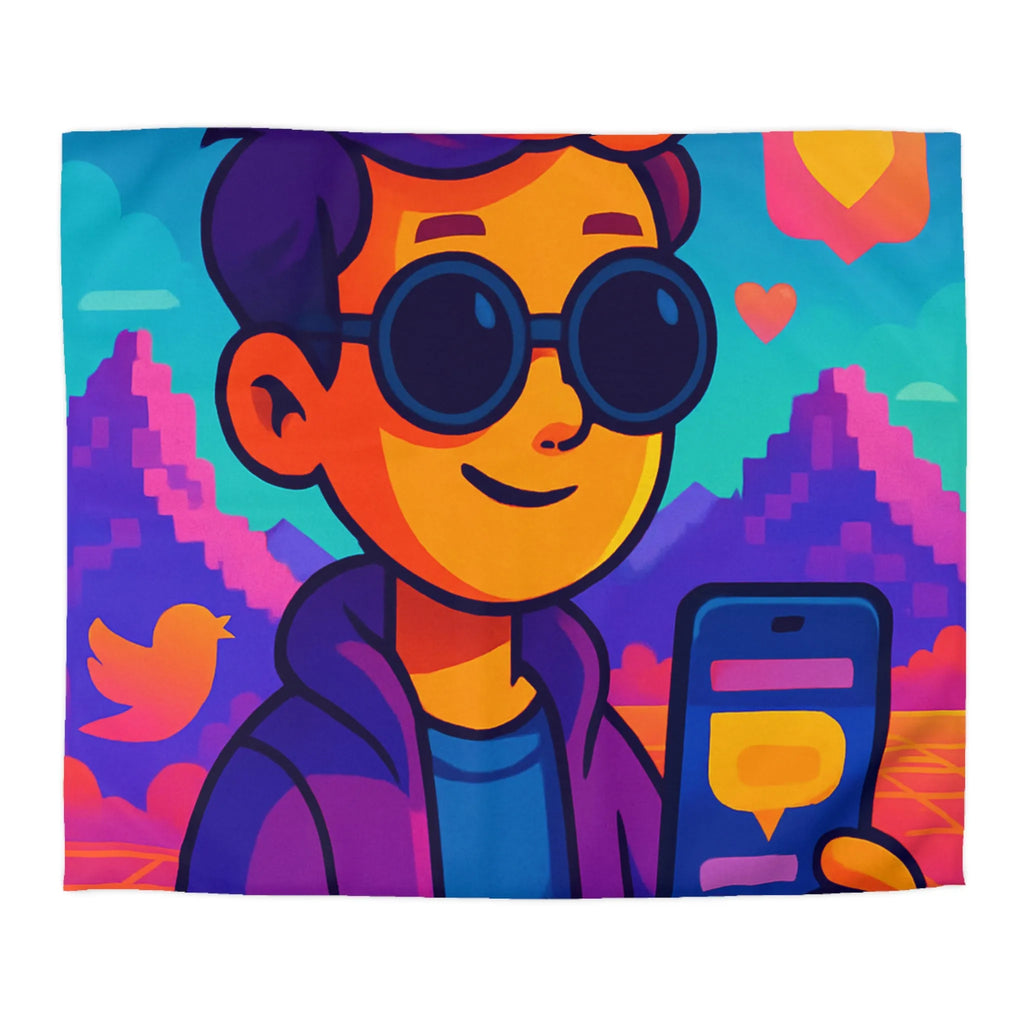 Housse de Couette Idéale pour Chambre Moderne avec Motifs Numériques Abstraits et Colorés