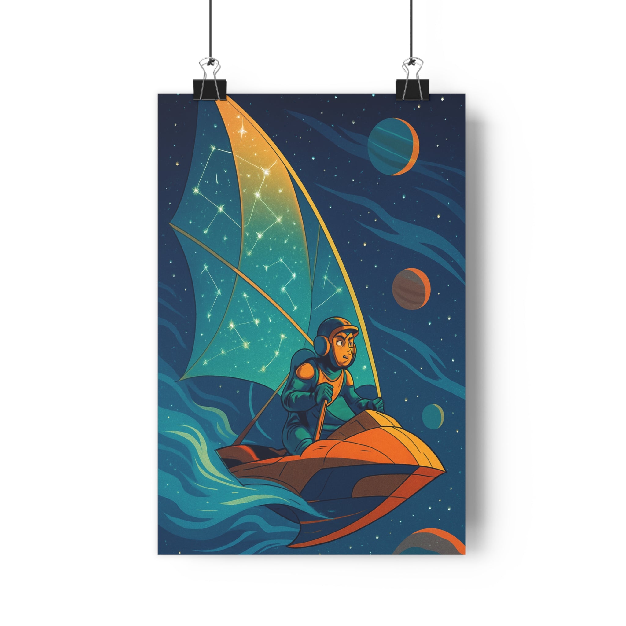 Poster décoratif anime céleste bleu violet argent mystique aventure chambre salon bureau design tendance