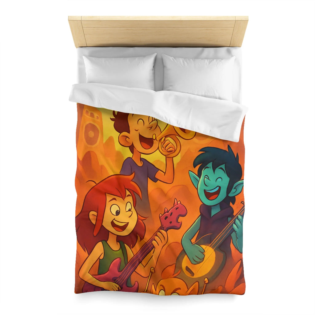 Housse de Couette avec Illustrations Musicales Fantaisistes pour Enfants et Adolescents Colorée