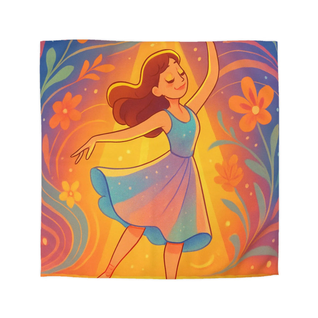 Housse de couette danseuse élégante aux couleurs vives et fleurs lumineuses captivantes