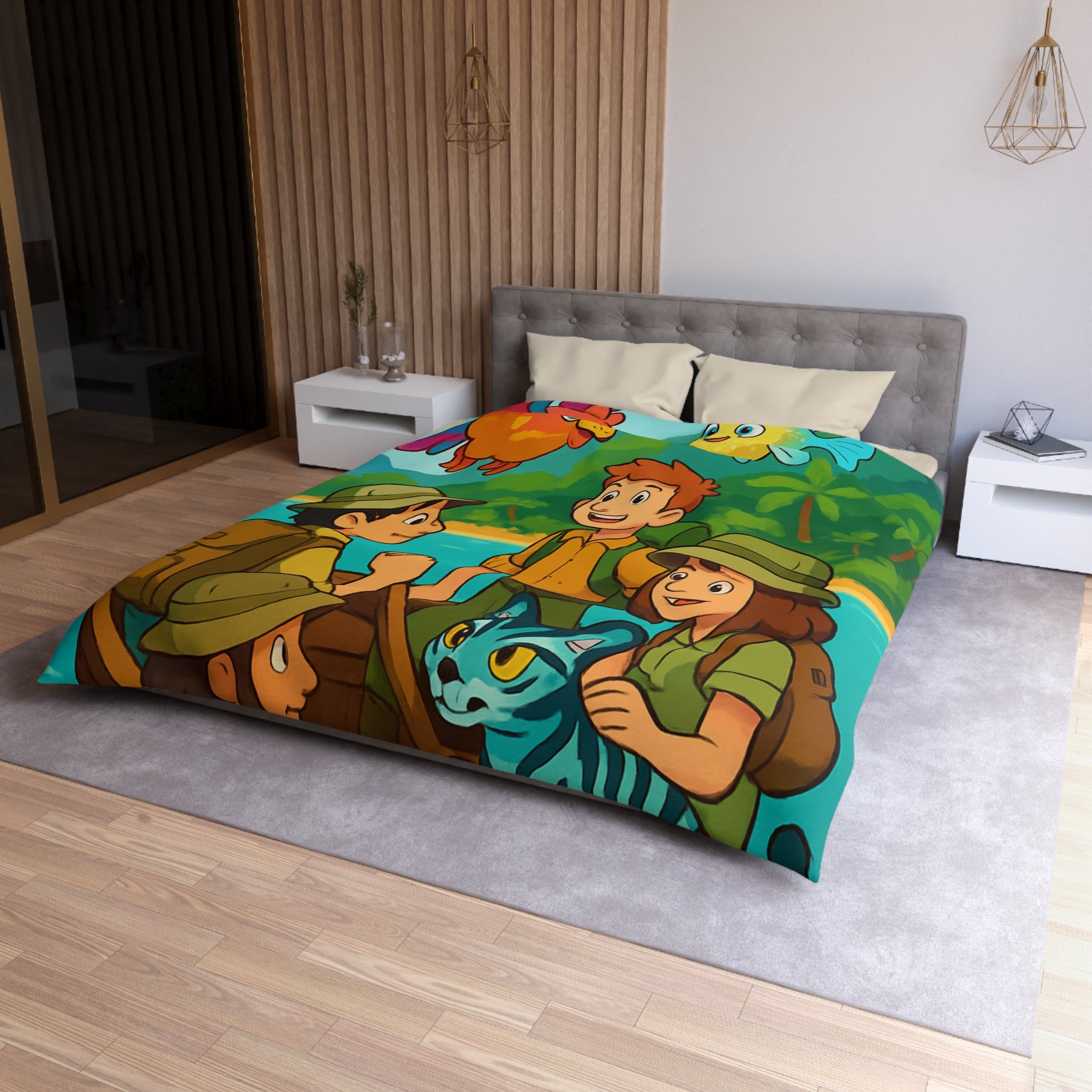 Housse de Couette Microfibre Design Artistique Moderne Décoration Chambre Confort Premium