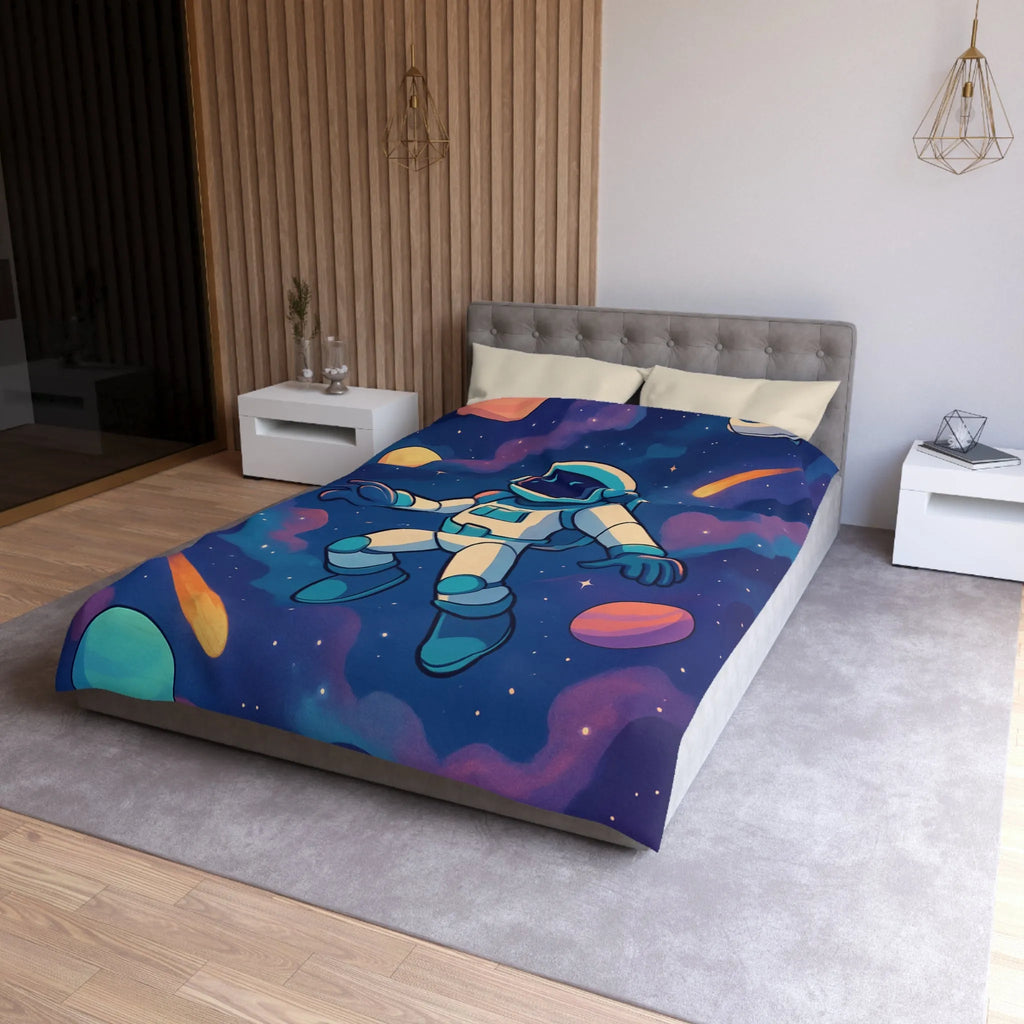 Housse de couette espace avec astronaute et planètes pour chambre d'enfant rêveuse