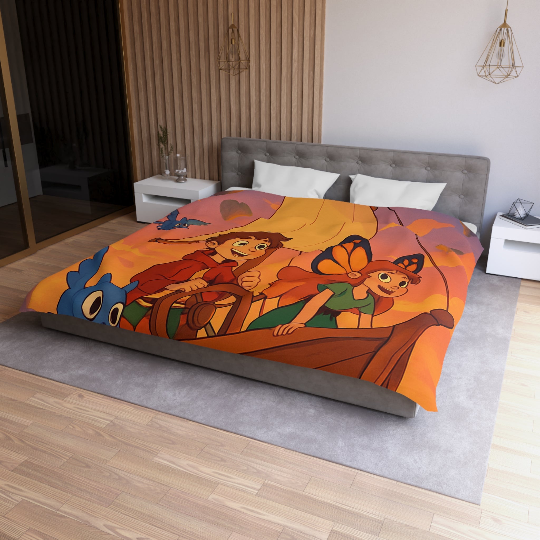 Housse de Couette Microfibre Design Artistique Moderne Décoration Chambre Confort Premium