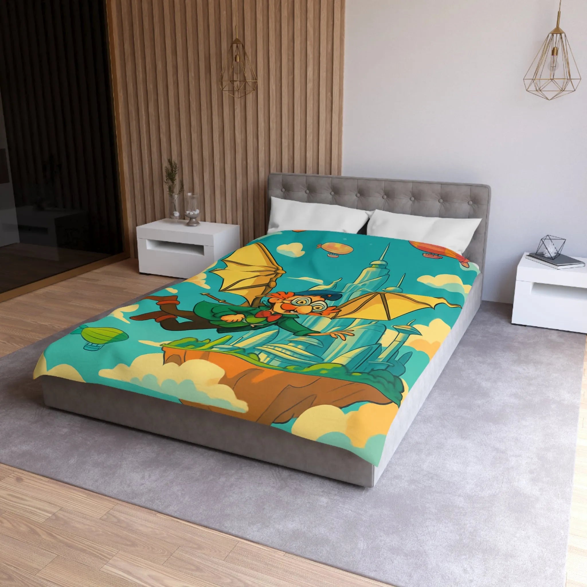 Housse de Couette Microfibre Art Graphique Contemporain Style Décoratif Chambre Tendance