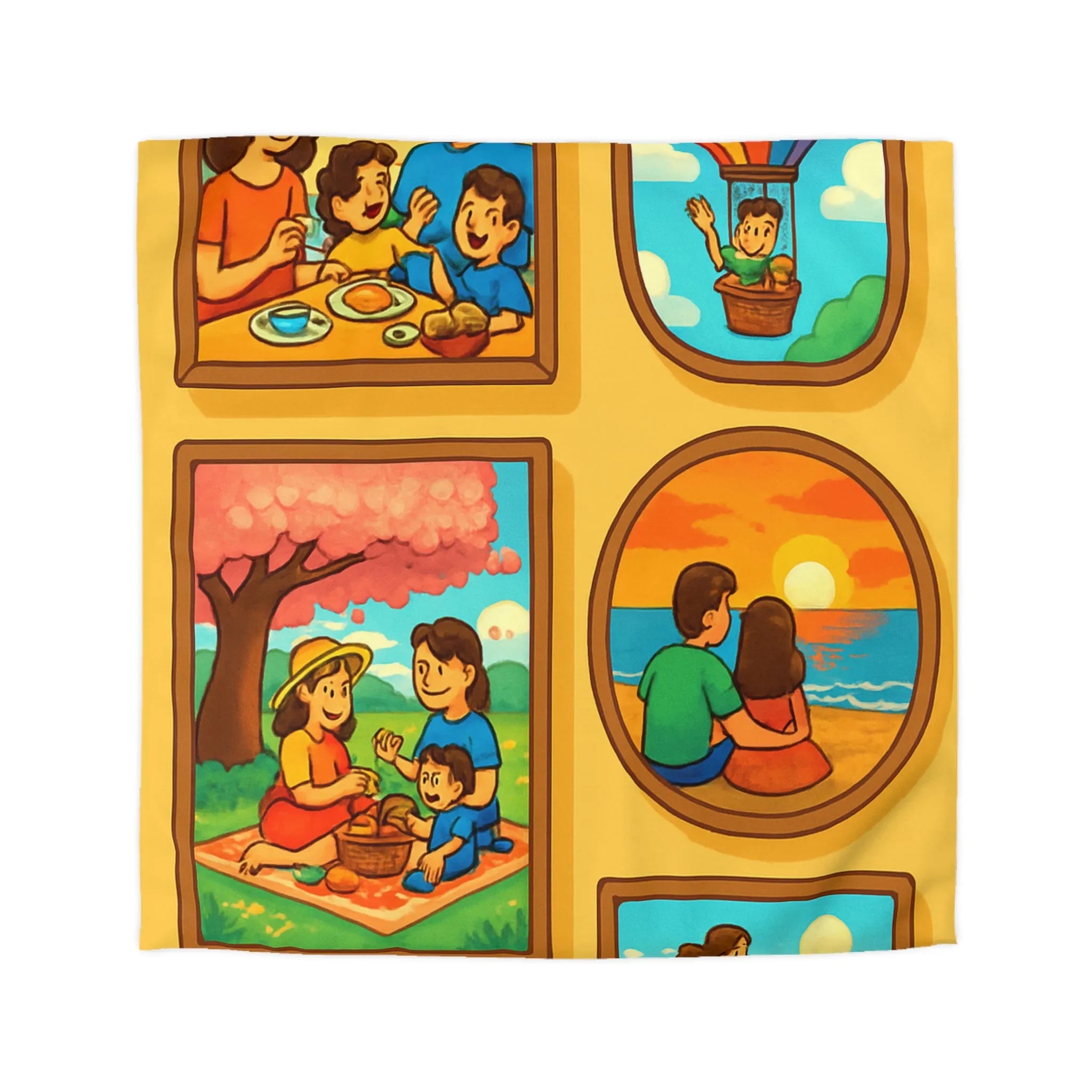 Housse de couette imprimée scènes chaleureuses de famille pour chambre à coucher confortable