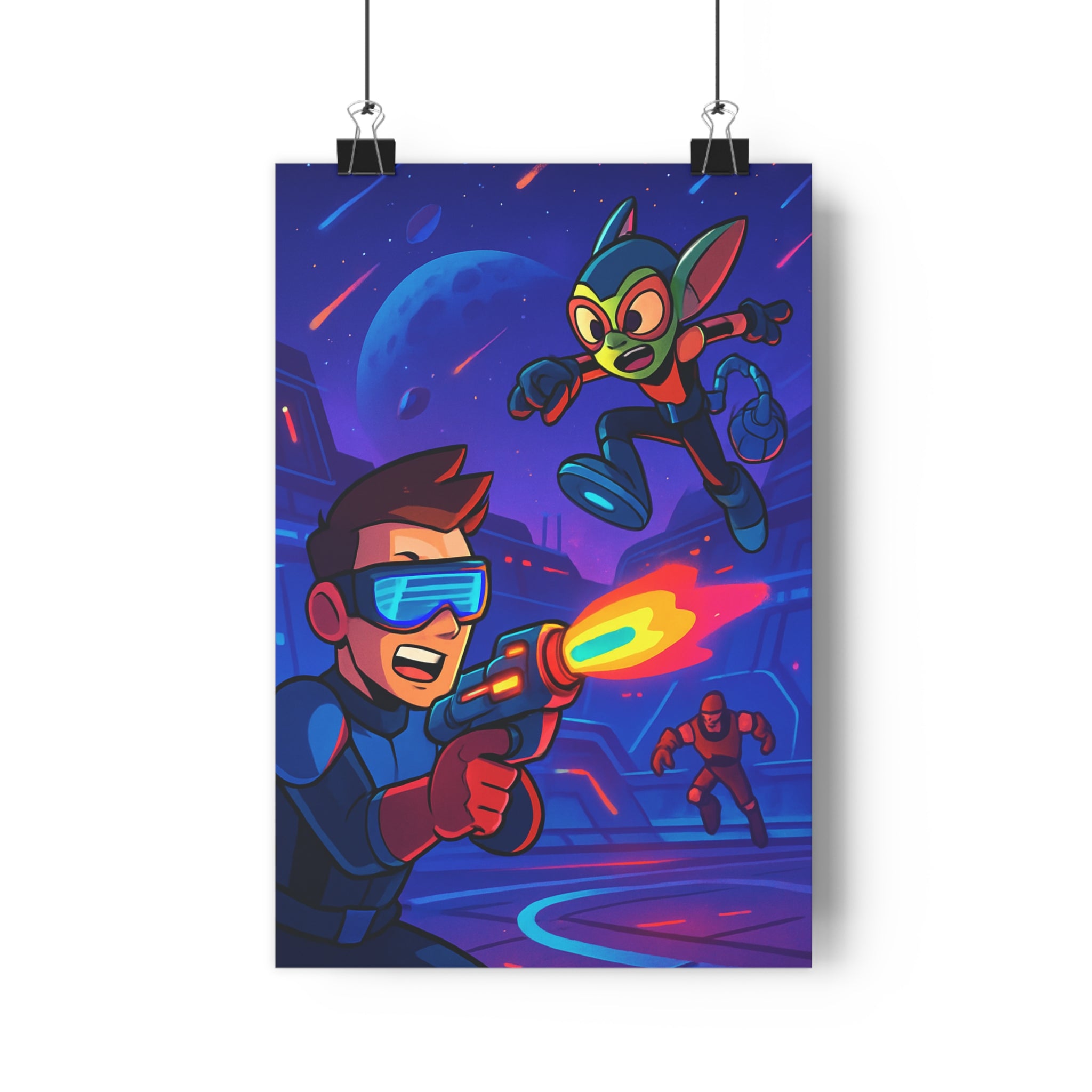 Poster décoratif dynamique futuriste coloré aventure chambre enfant dessin animé espace créatif tendance qualité