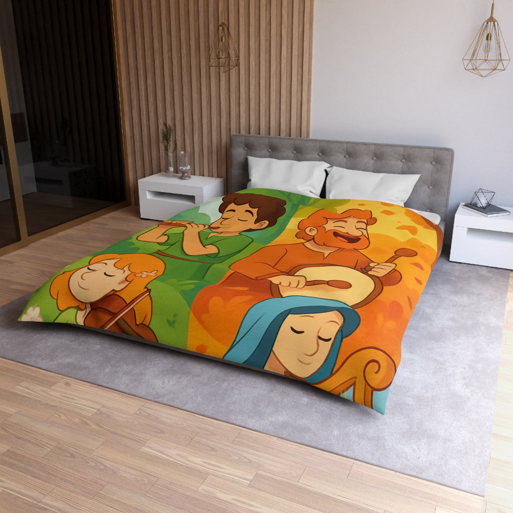 Housse de Couette Musique des Quatre Saisons Harpe Violon Tambour Flûte Enchanteur