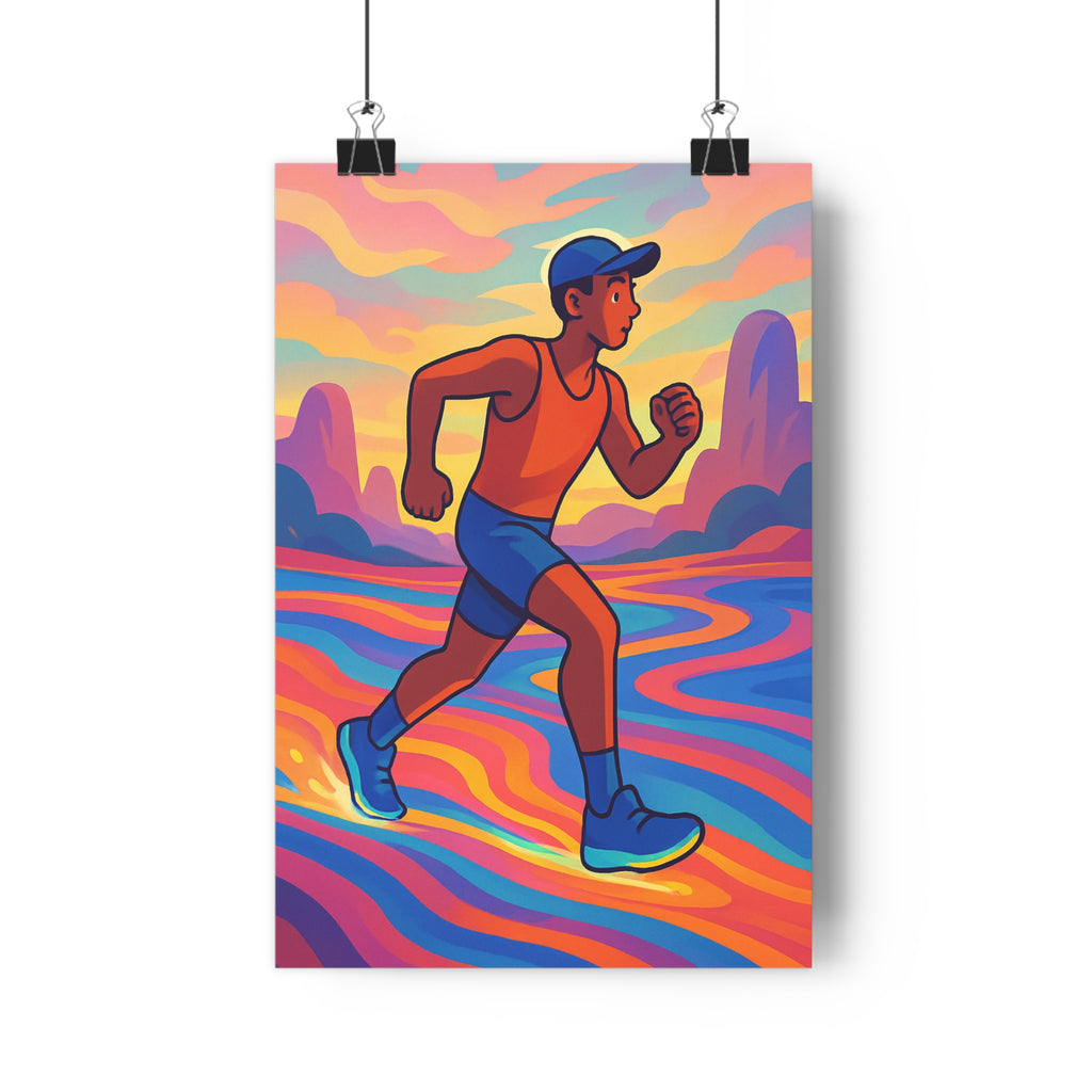 Poster décoratif cartoon rose orange bleu dynamique vibrant énergie chambre salon inspirant vitalité fantaisie