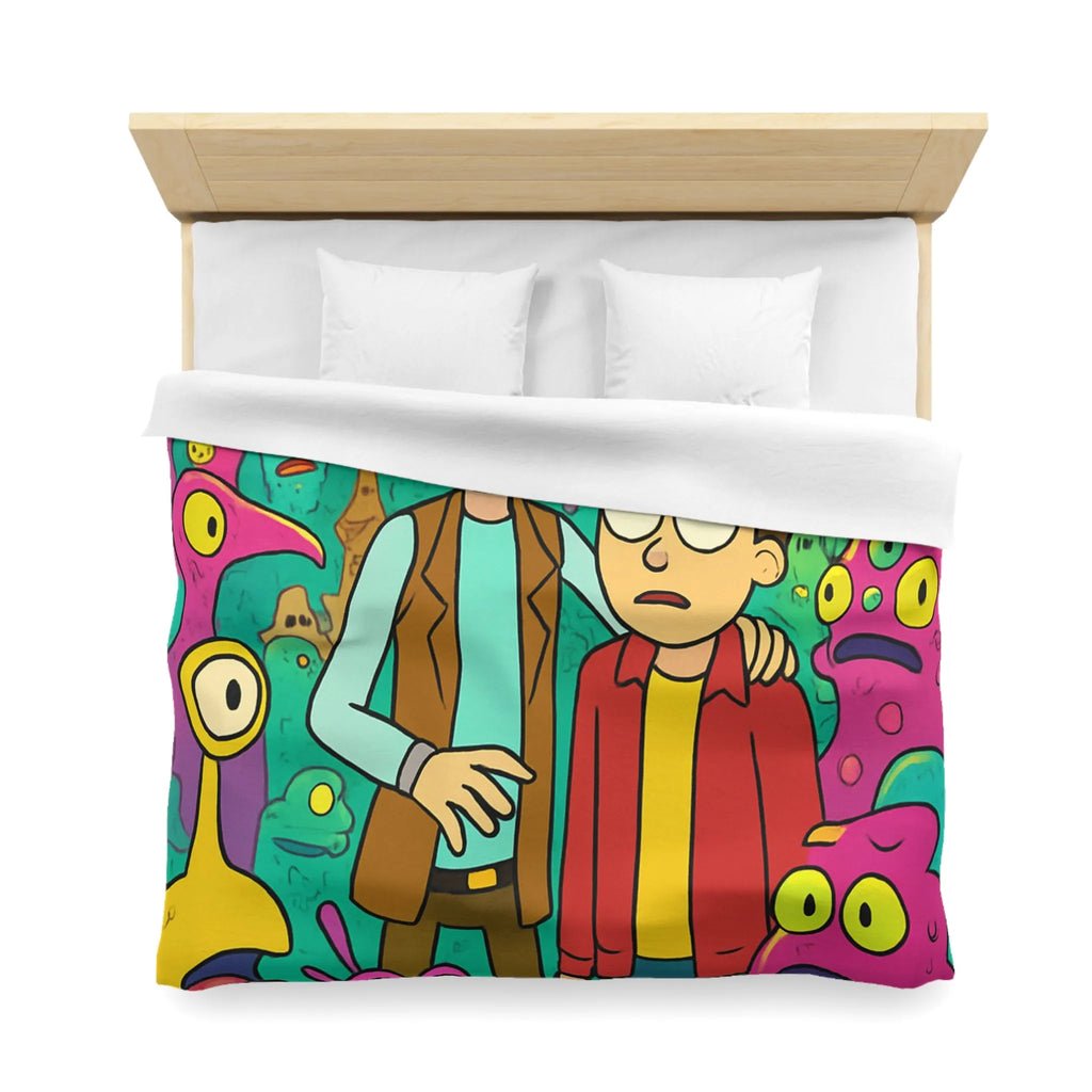 Housse de couette extravagante avec motifs extraterrestres et ambiance science-fiction colorée animée