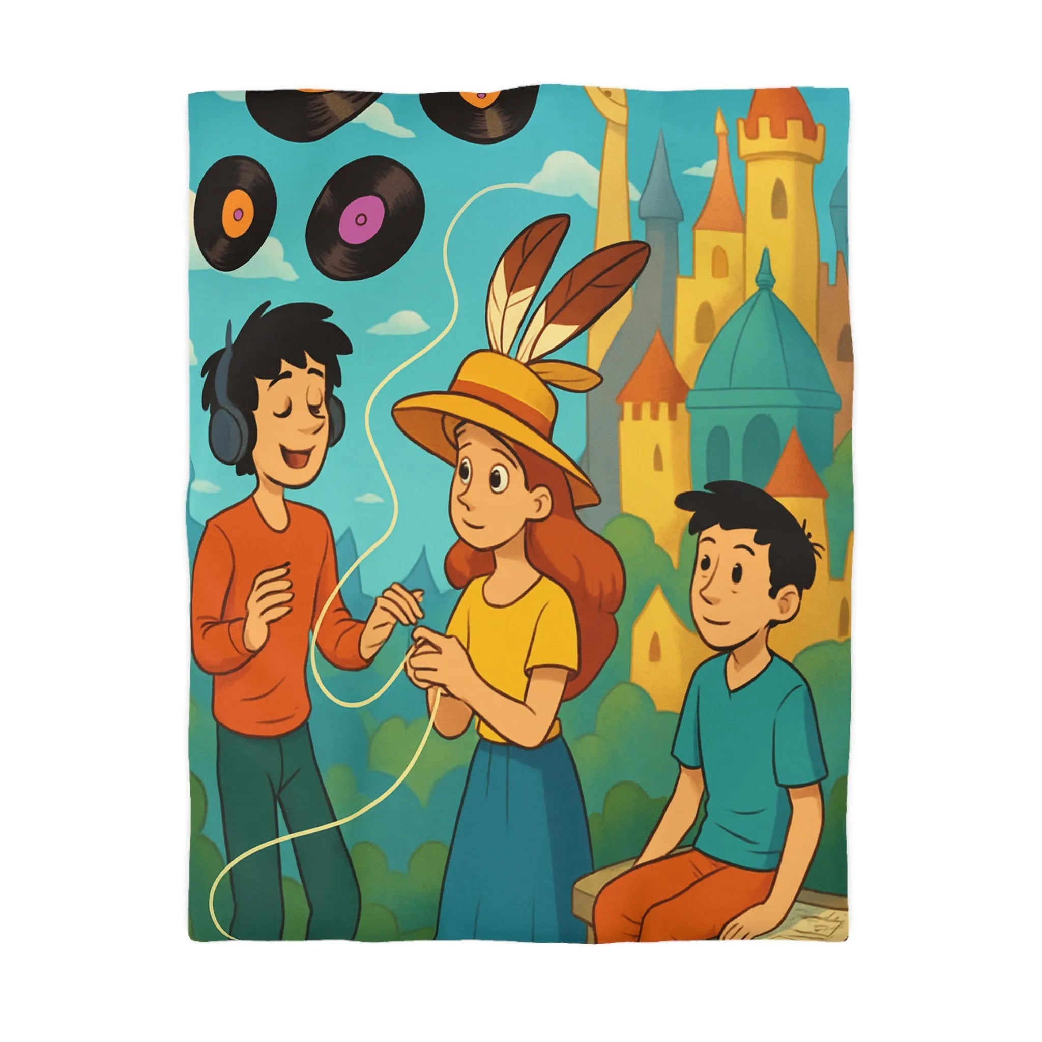 Contes Enchantés: Douce Mélodie et Château Coloré sur Housse de Couette Enfant