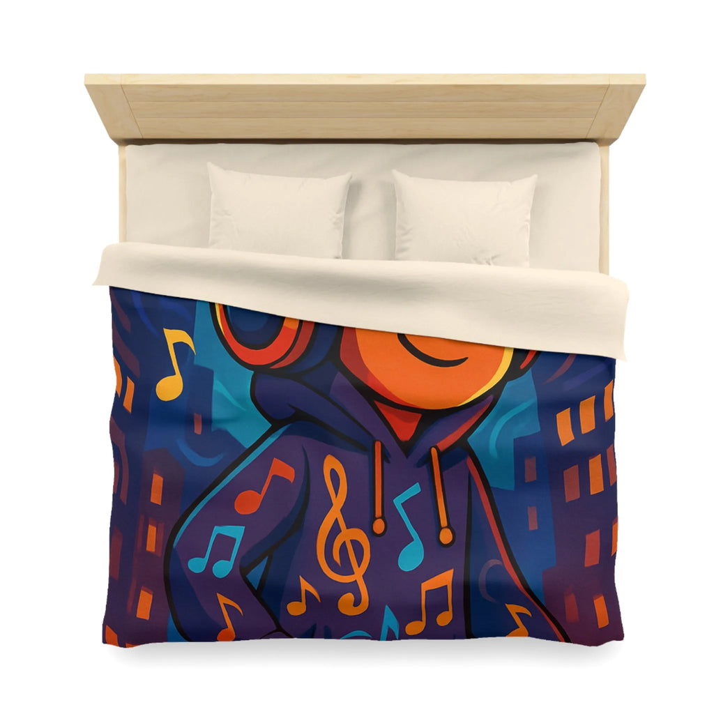 "Housse de couette colorée avec design urbain de musique pour chambre moderne et dynamique"