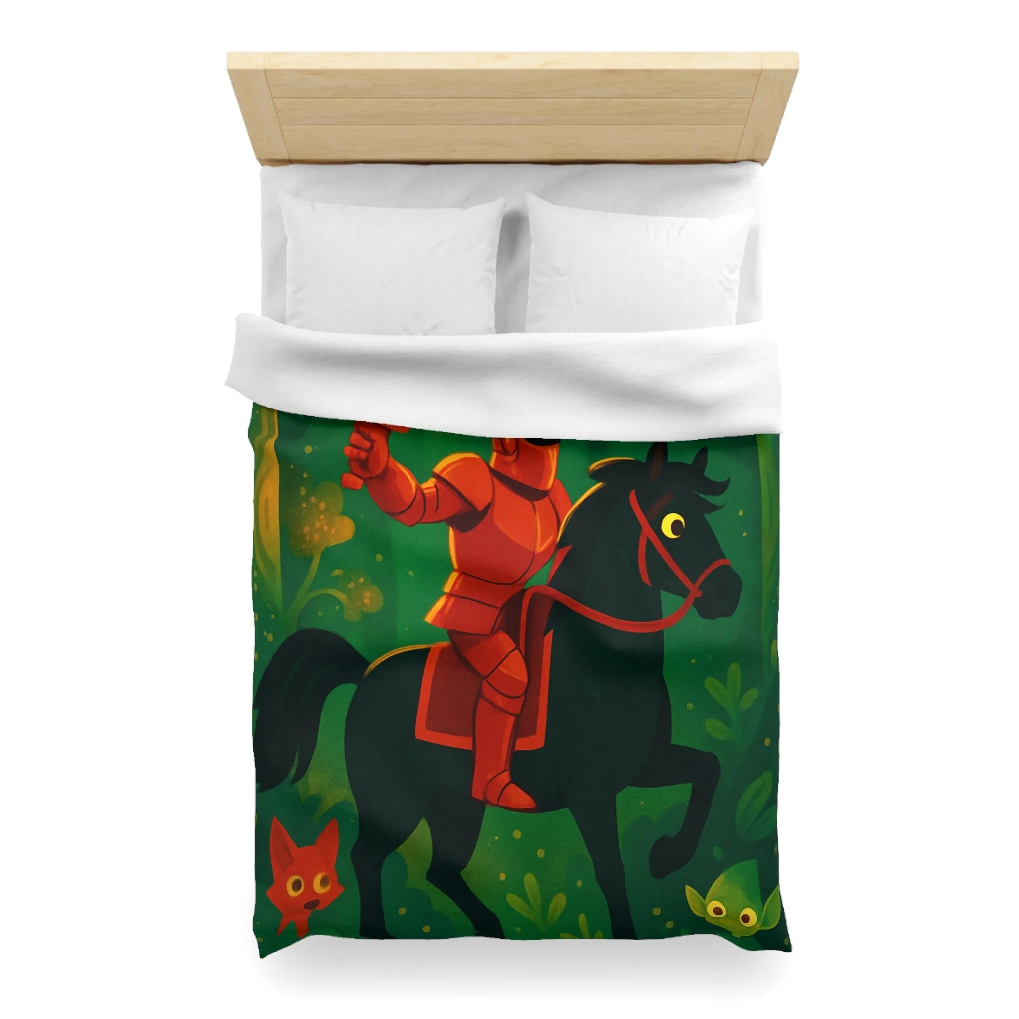 Chevalier en Armure Rouge avec Épée Enflammée dans Forêt Enchantée avec Hibou Mystique