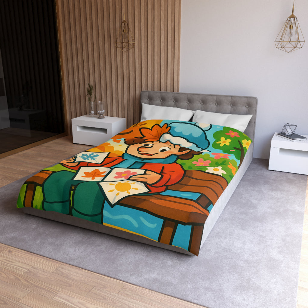 Housse de Couette Microfibre Illustration Unique Design Moderne Décoration Intérieure Raffinée