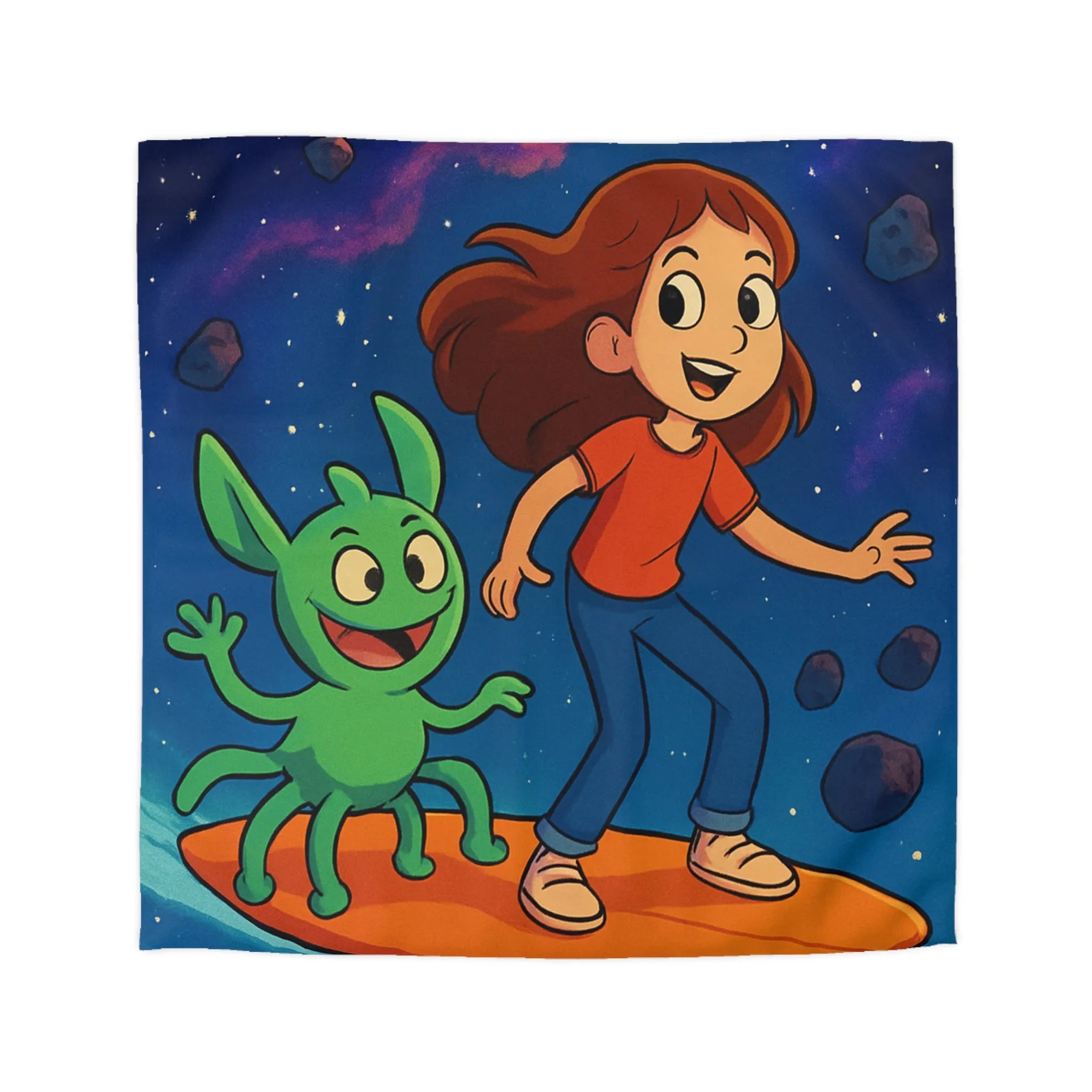 Explorez l’univers avec cette housse de couette lumineuse pour enfants, style aventure cosmique