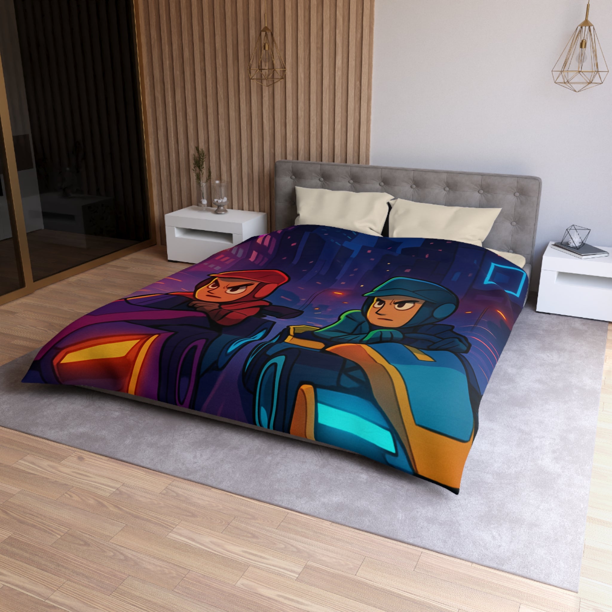 Housse de Couette Microfibre Motif Créatif Original Style Contemporain Chambre Élégante