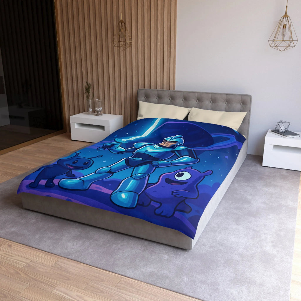 Housse de Couette Galactique: Héros en Armure et Aliens Amicaux dans l'Espace