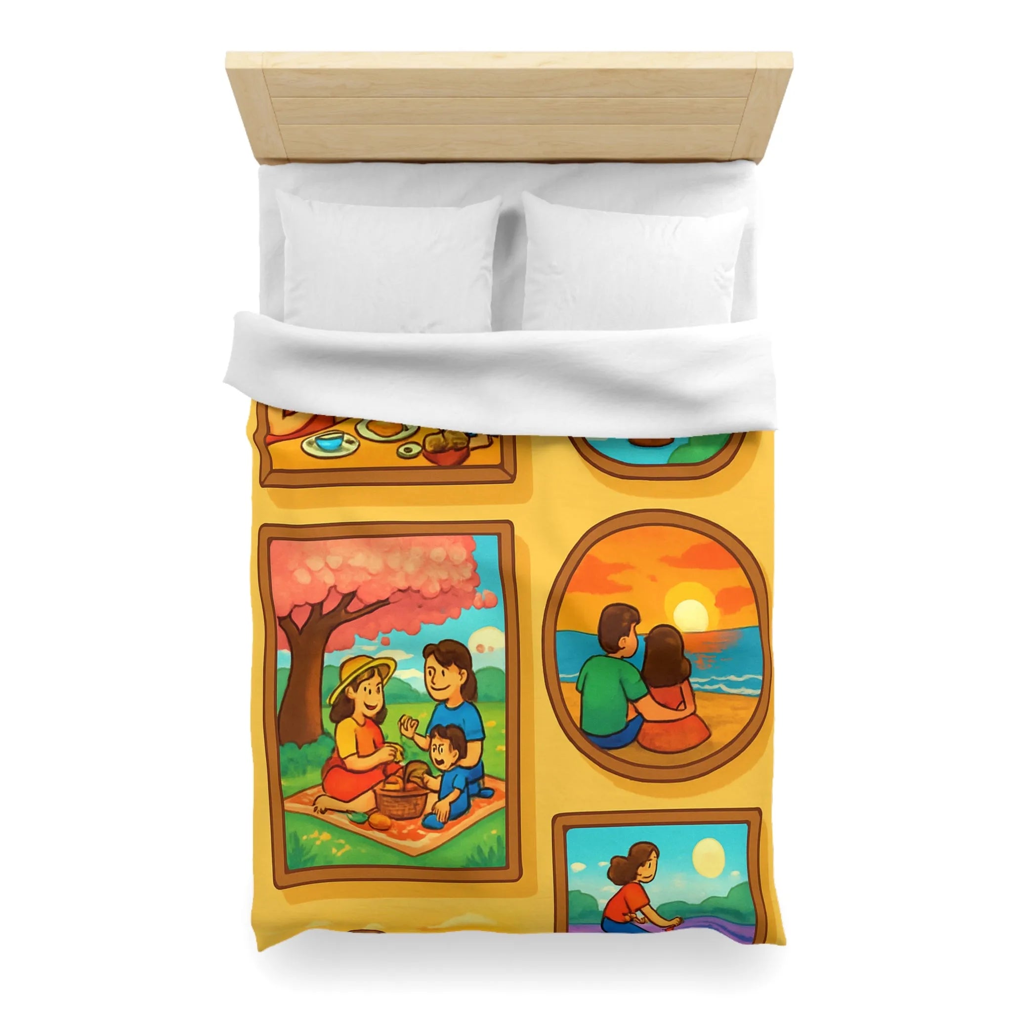 Housse de couette imprimée scènes chaleureuses de famille pour chambre à coucher confortable