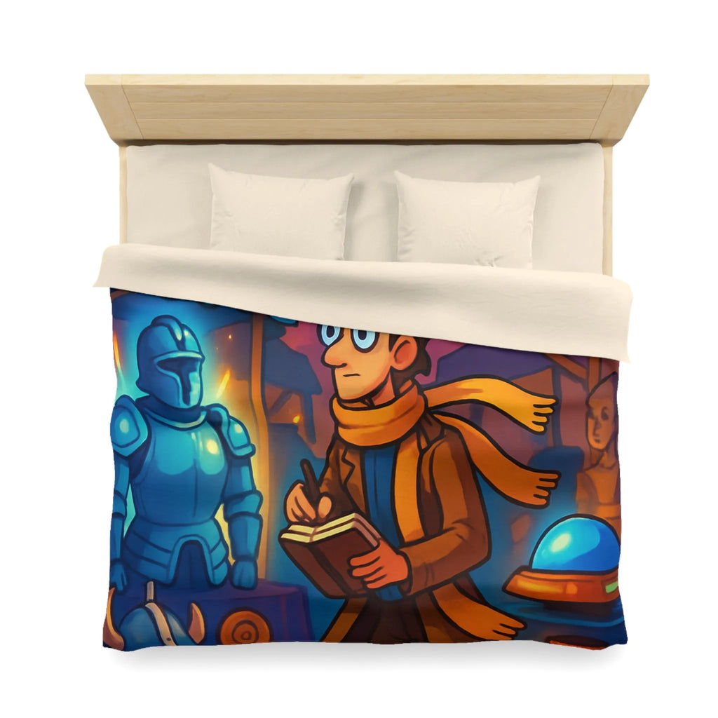 Housse de couette avec motif de marché nocturne mystérieux et horloges suspendues