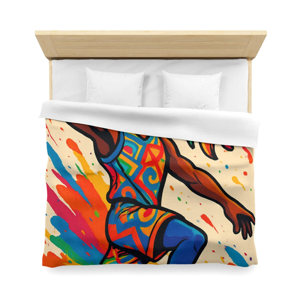Housse de Couette Basket Éclatante : Athlete en Action avec Arc-en-Ciel Coloré