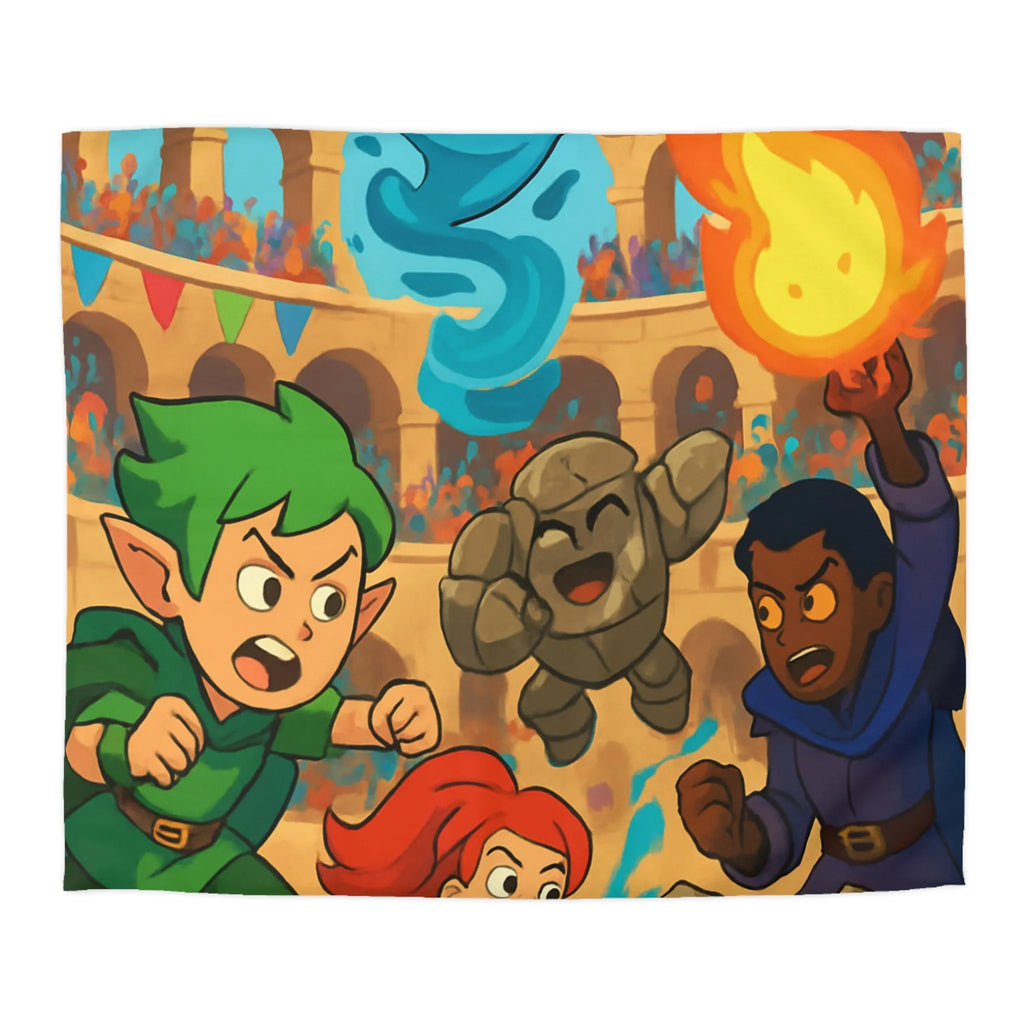 Housse de couette dynamique avec personnages de fantasy en pleine bataille épique animée